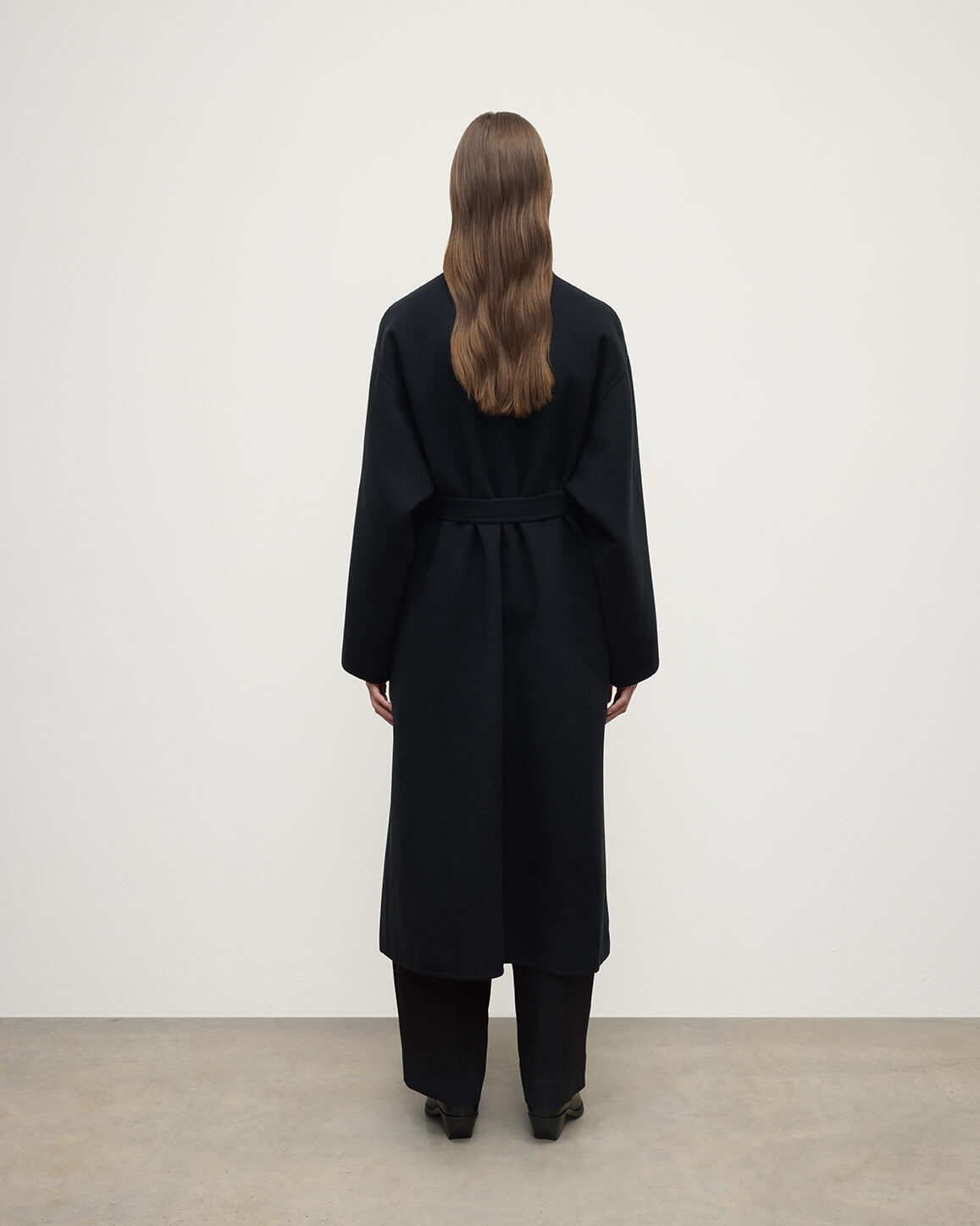 Black Cashmere Wrap Coat - 4
