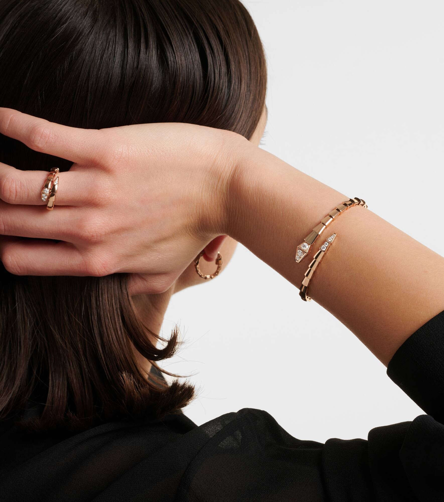 Serpenti Viper 18kt rose gold bracelet with diamonds - 5