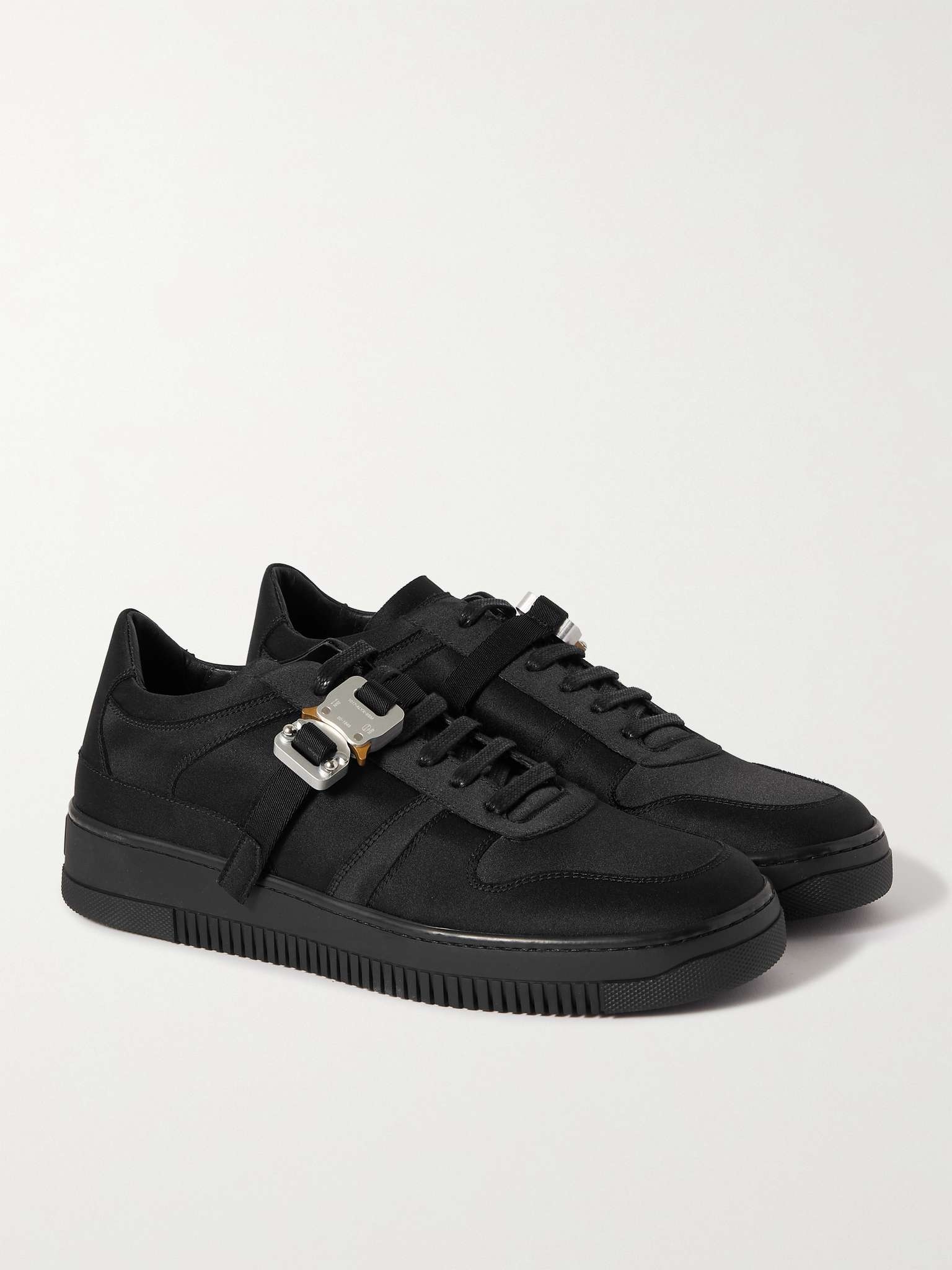 Buckle-Embellished Satin Sneakers - 2