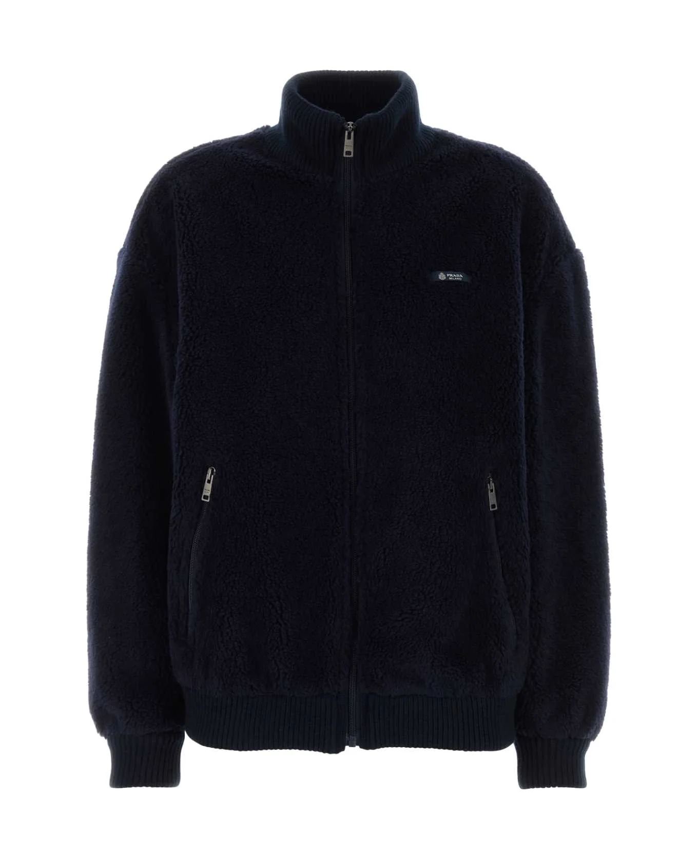 Dark Blue Pile Bomber Jacket - 1