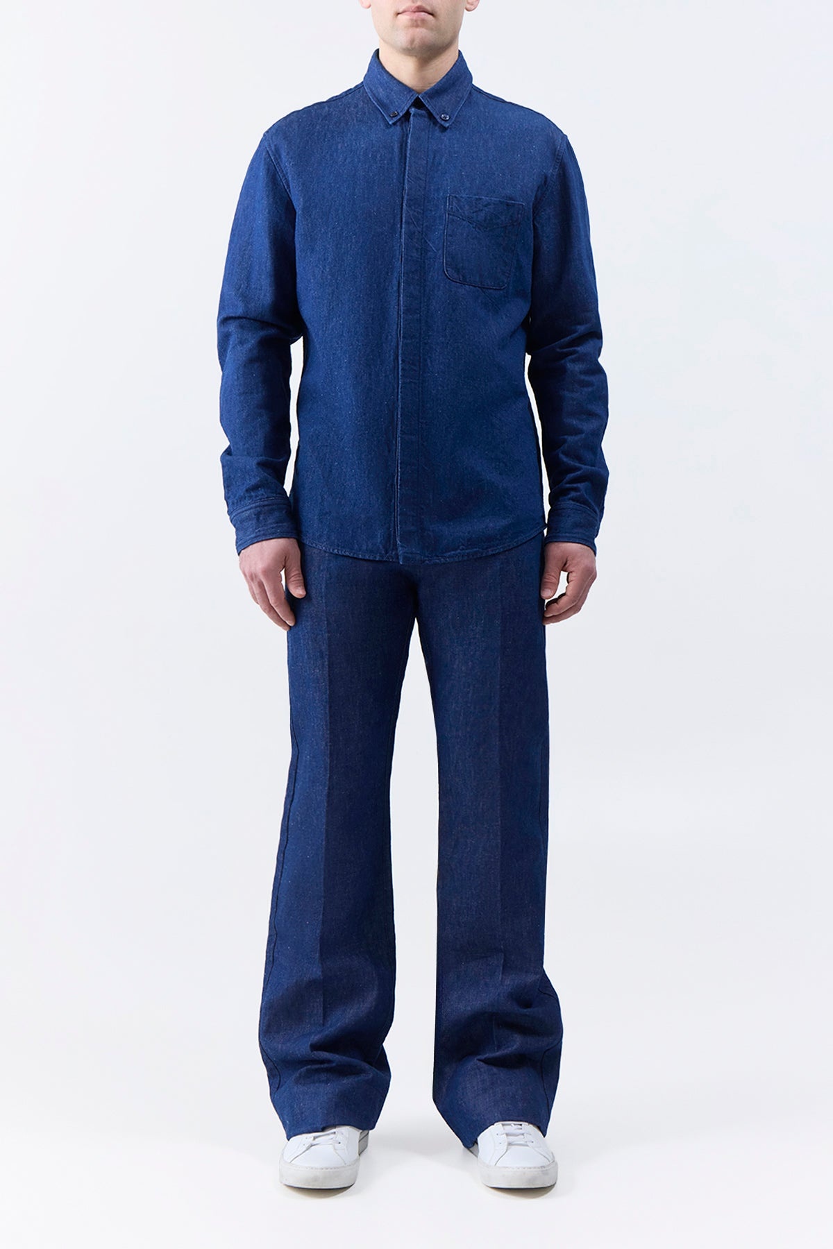 Cholul Shirt in Recycled Cotton Linen Denim - 3