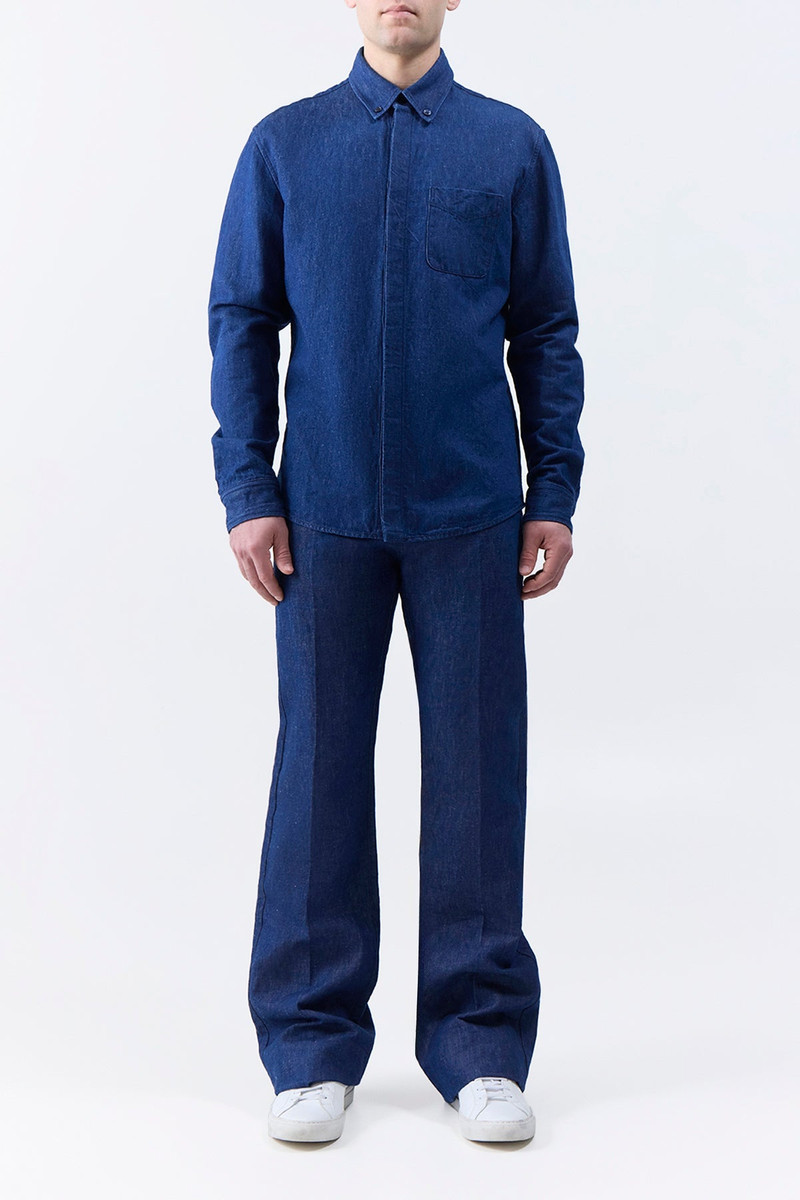 Cholul Shirt in Recycled Cotton Linen Denim 3