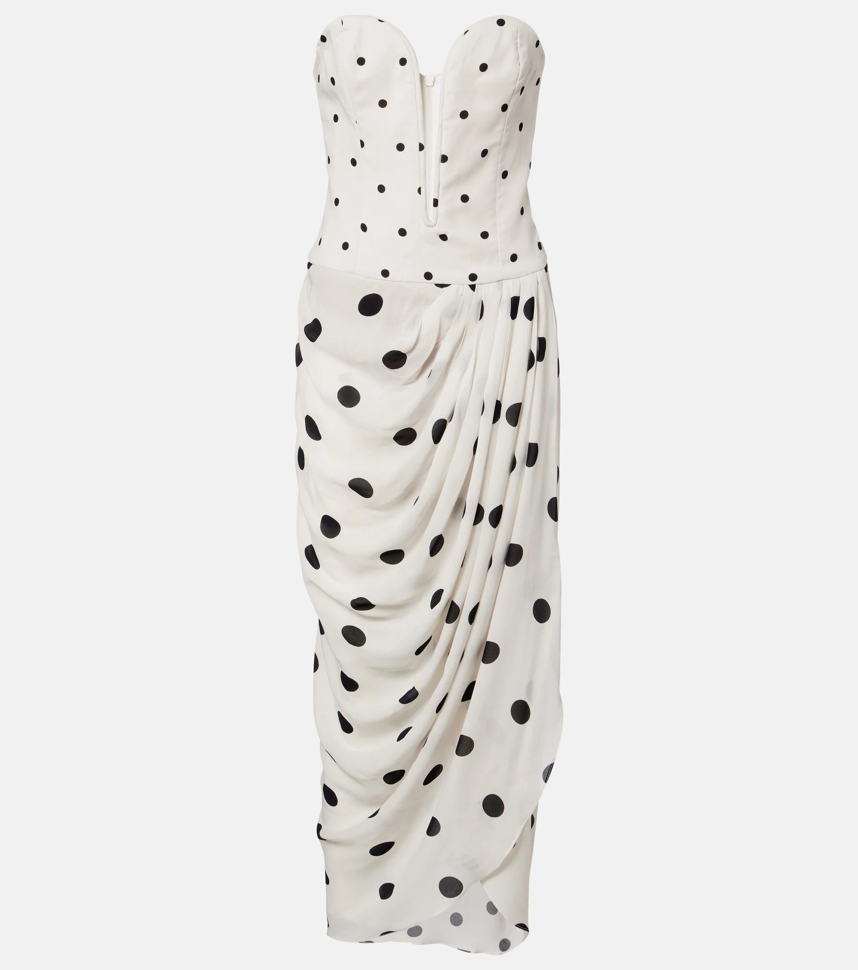 Draped polka-dot bustier dress - 1