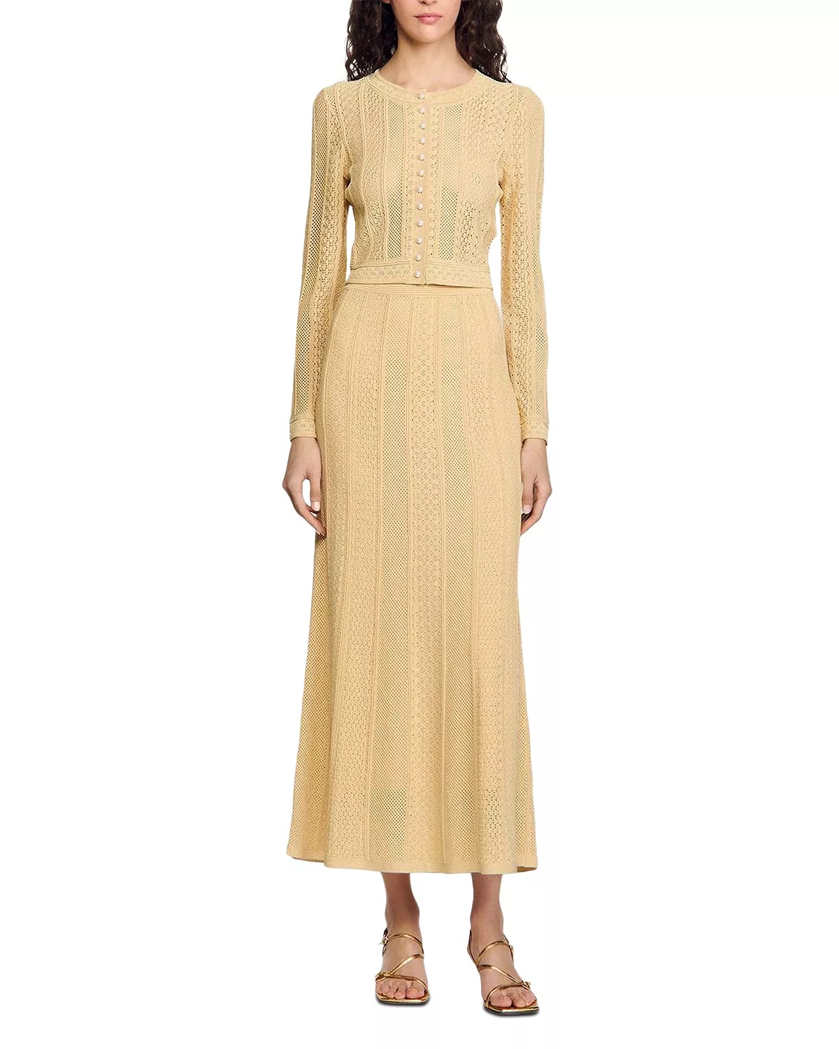 Pointelle Knit Maxi Skirt - 2