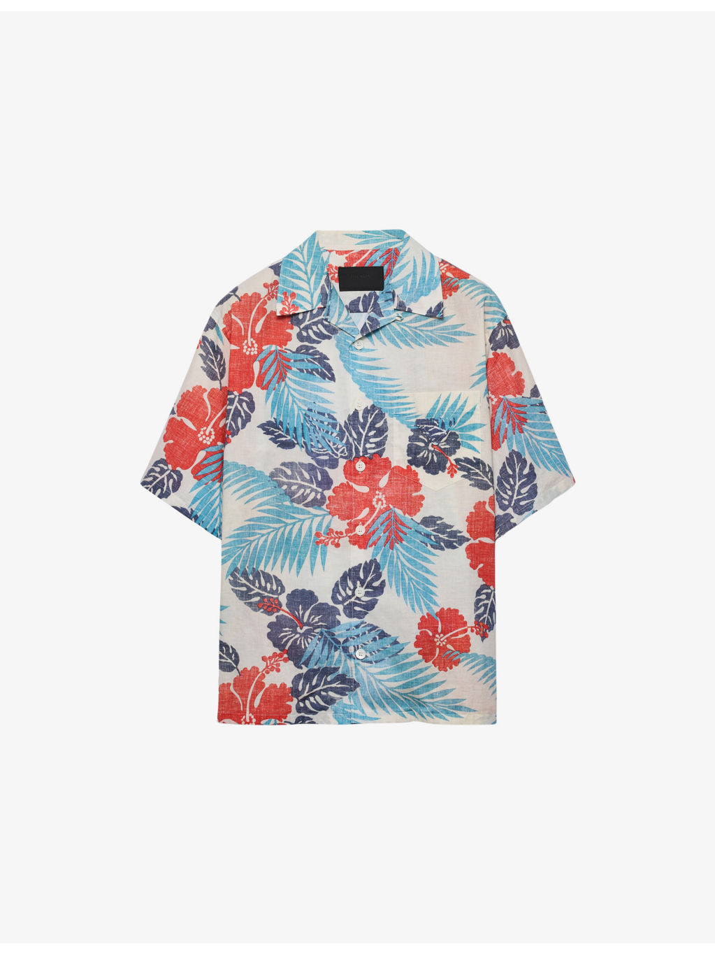 Printed Short-Sleeve Bowling Cotton Shirt - 1