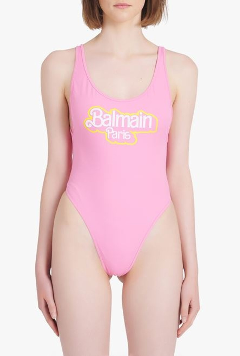 Balmain x Barbie - Light pink racerback one-piece with white Balmain Paris logo 6