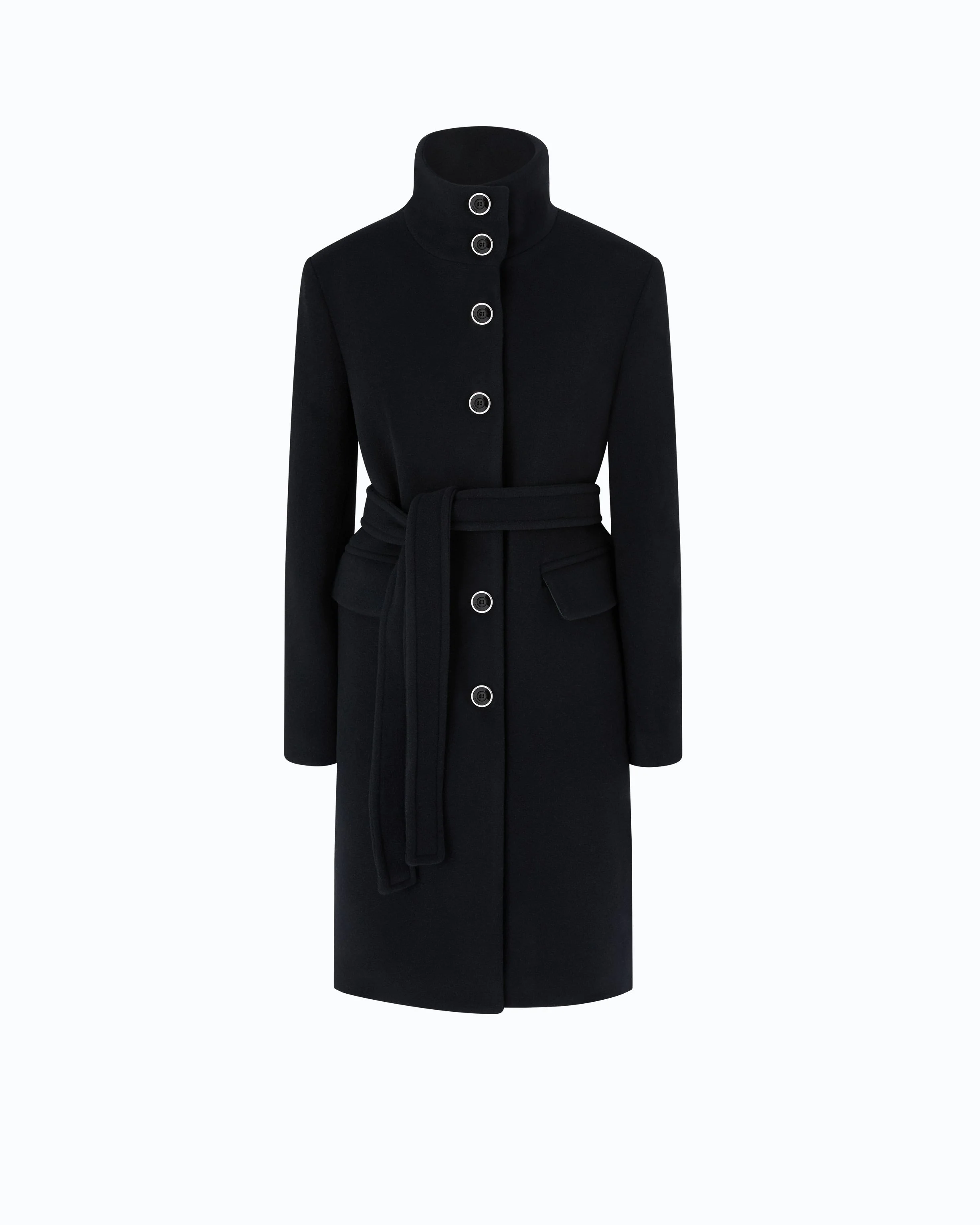 WOOL-BLEND COAT WITH HIGH NECK AND BELT - 1