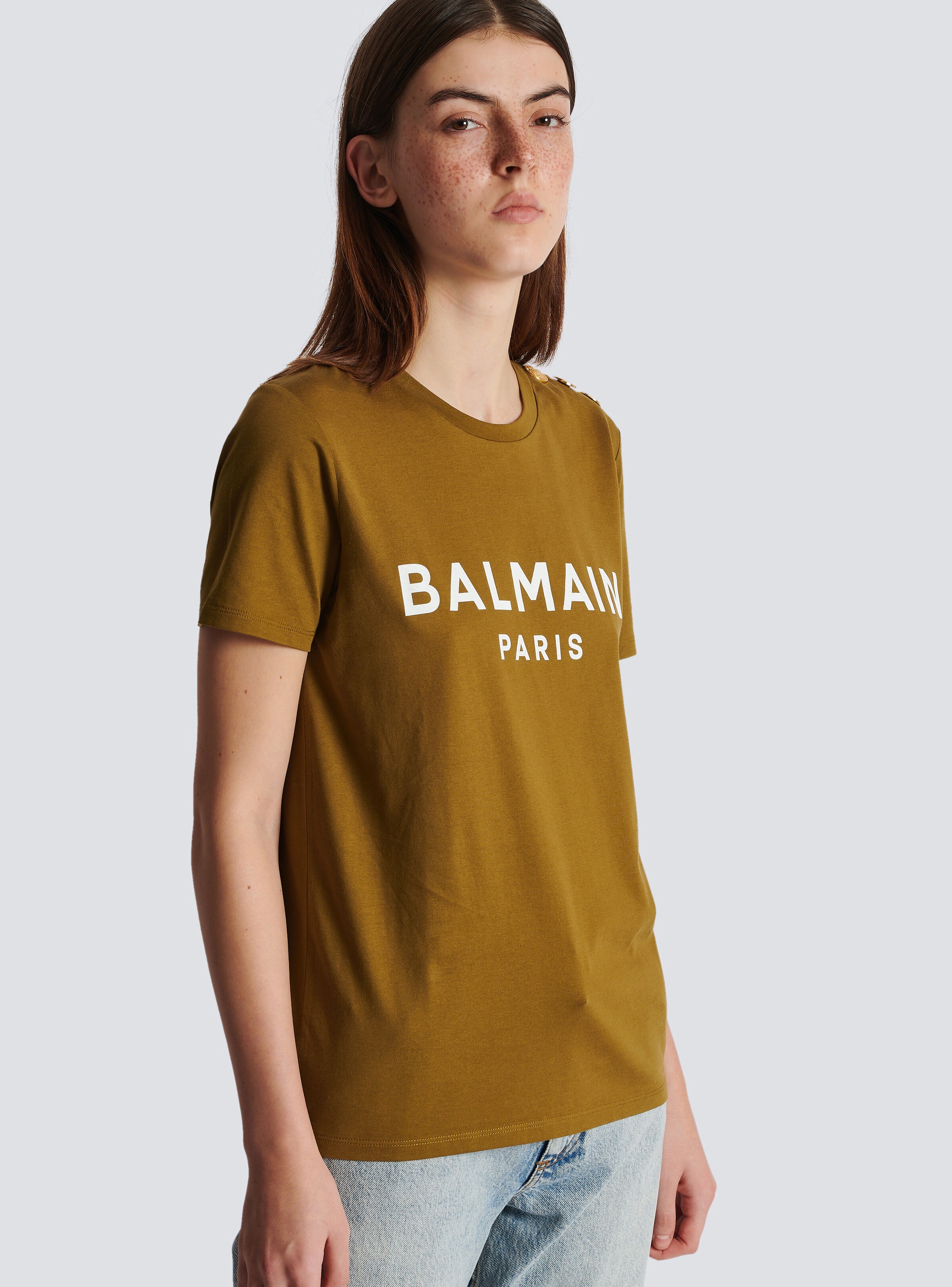 Eco-responsible cotton T-shirt with Balmain logo print - 6