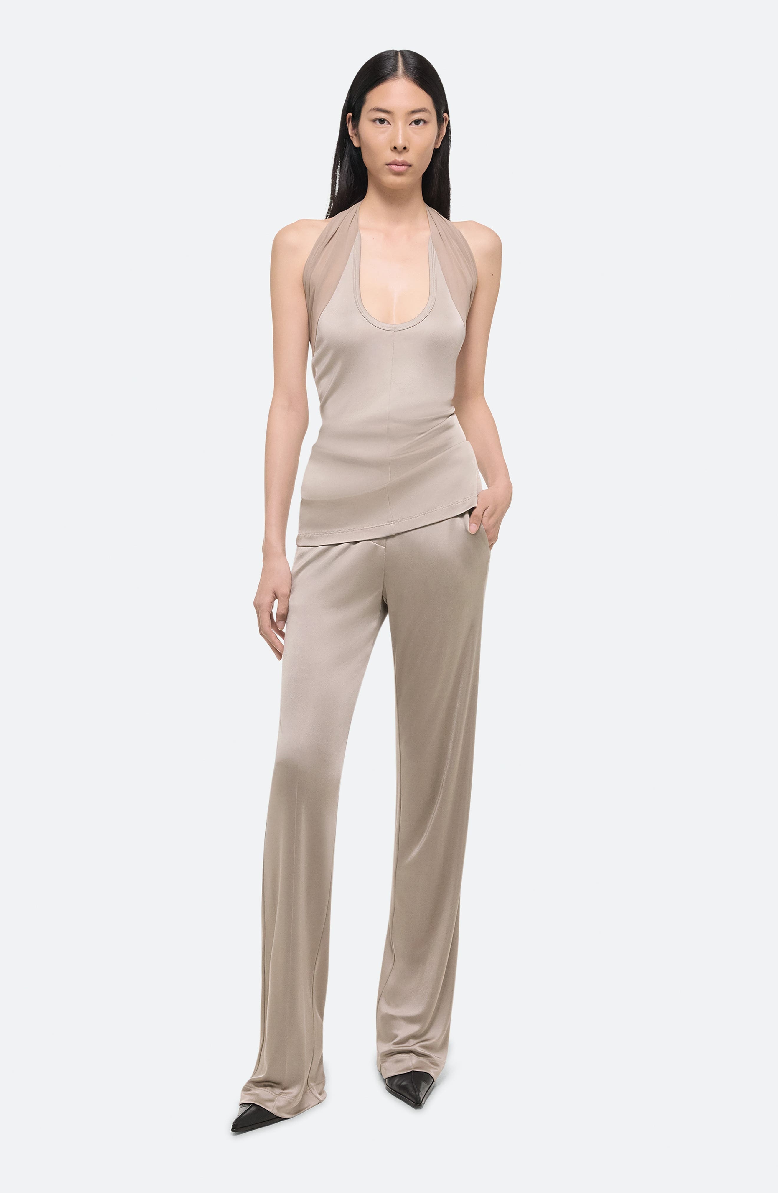 Helmut Lang Dancer Halter Top in Dune - 6