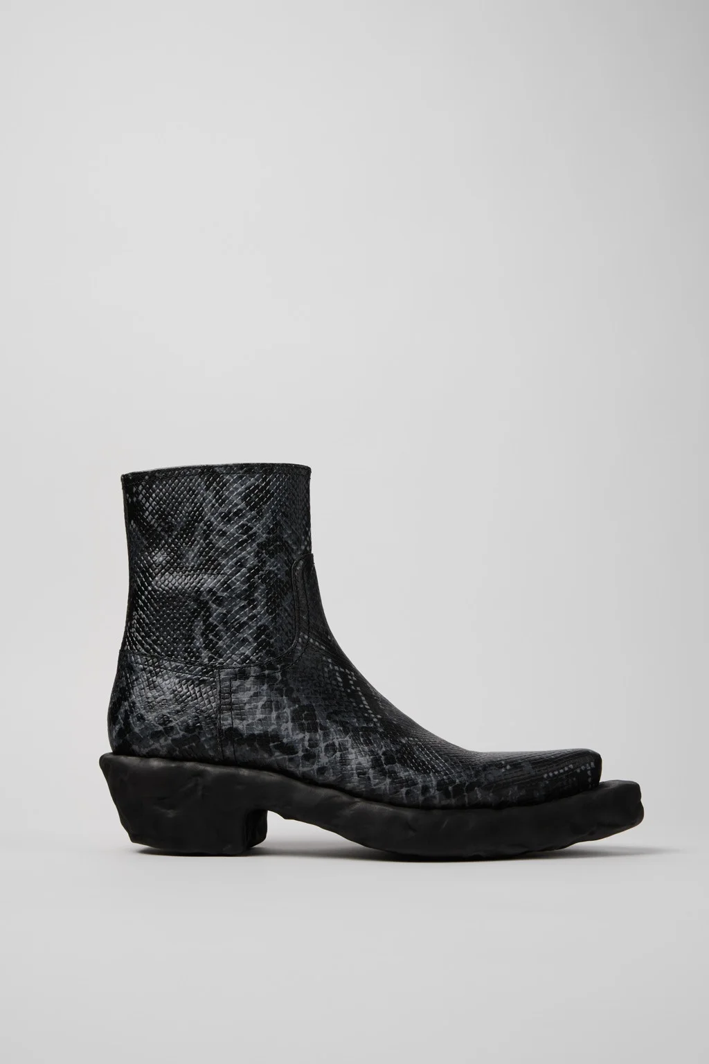 Gray-Black Leather Zip Bootie - 1