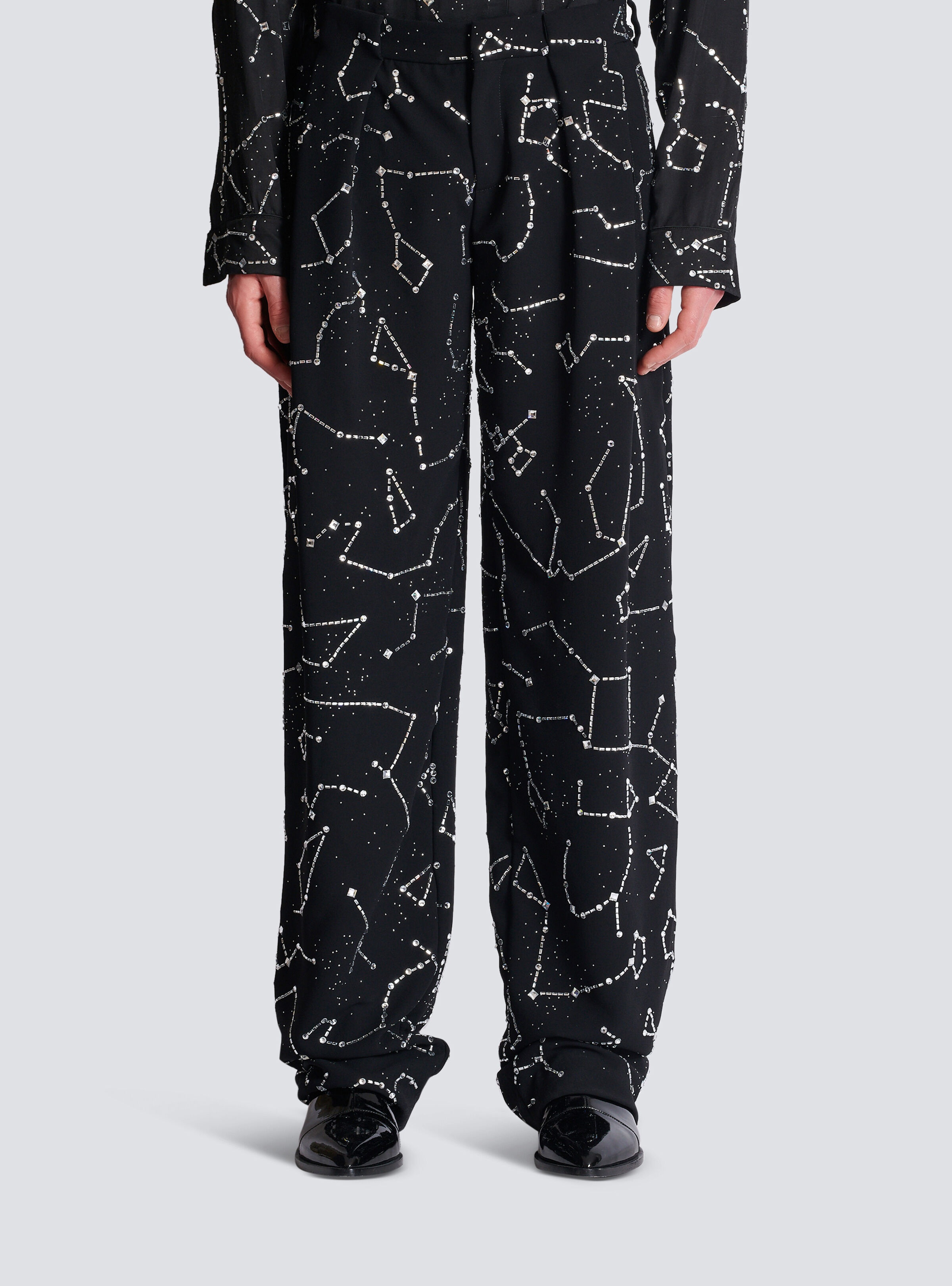 Crepe trousers with rhinestone Constellation motif - 5