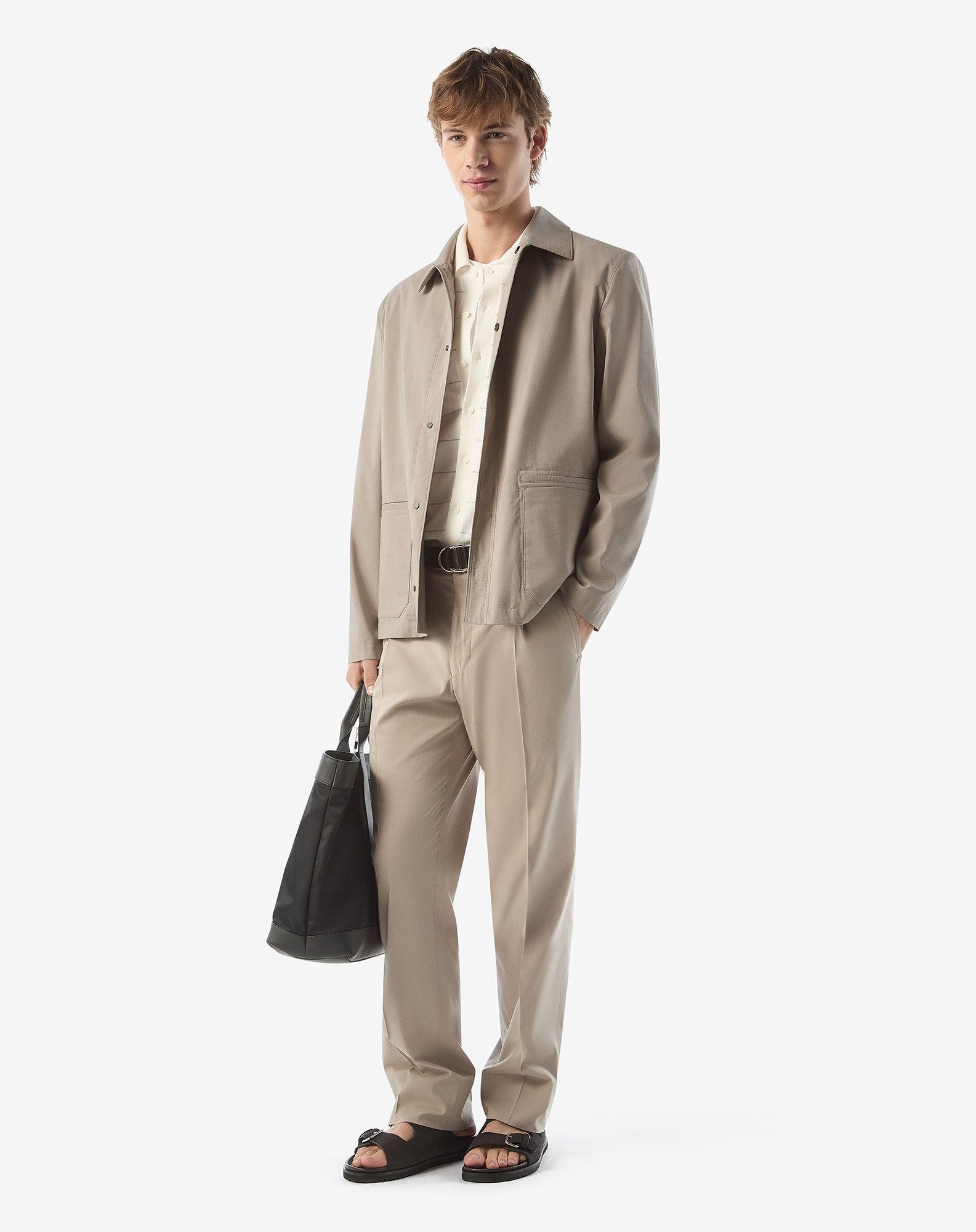 Beige technical silk and cotton overshirt - 6