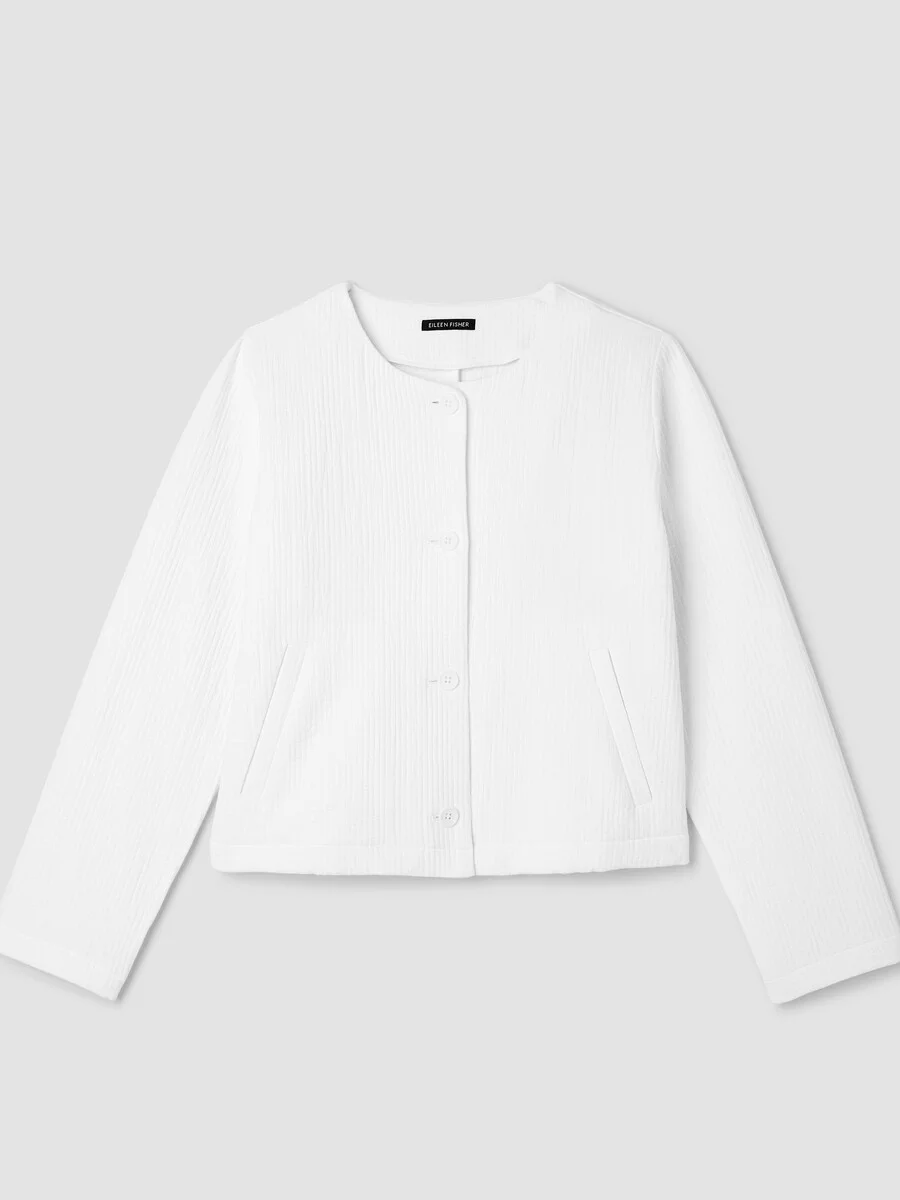 Organic Cotton Jacquard Round Neck Jacket - 1