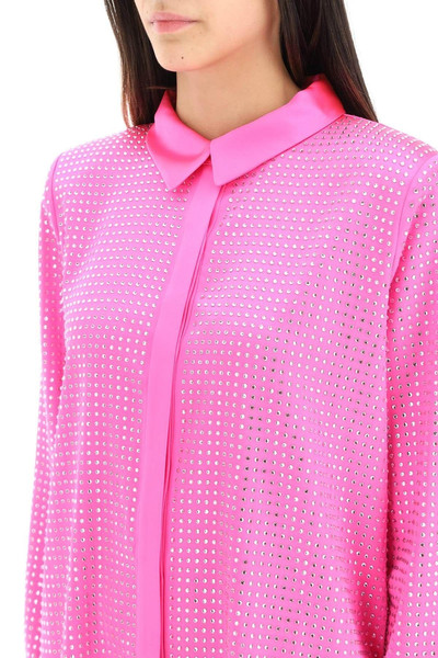 self-portrait SATIN SHIRT WITH RHINESTONES outlook