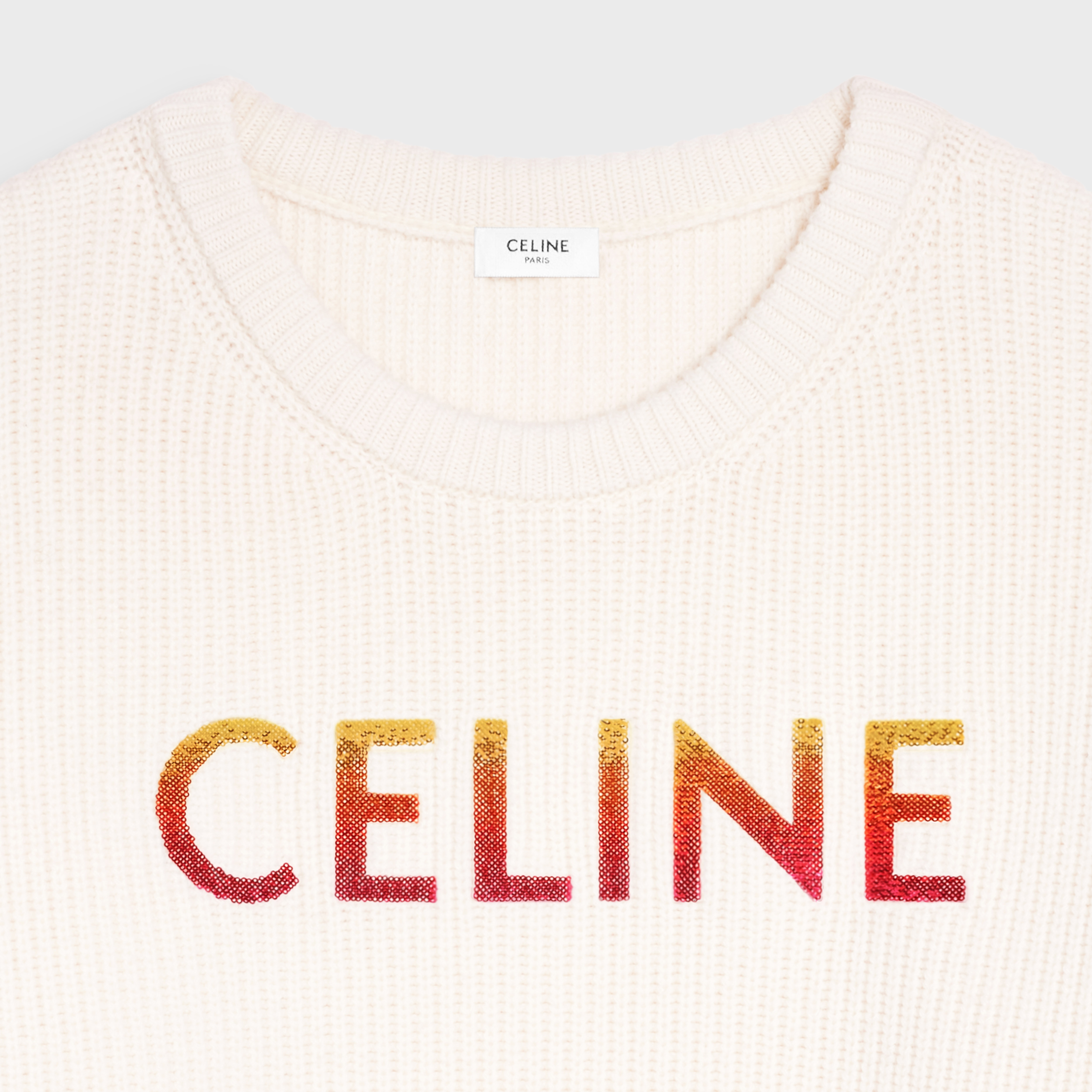 CELINE EMBROIDERED SWEATER IN RIBBED WOOL - 4