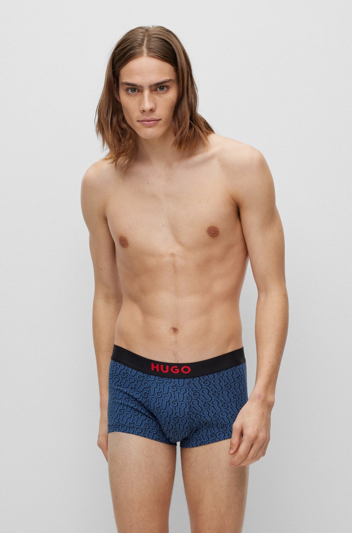 TWO-PACK OF STRETCH-COTTON TRUNKS WITH LOGO WAISTBANDS - 2