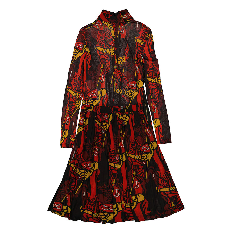 Burberry Ladies Black IP Pattern Printed Long-Sleeve Dress - 8