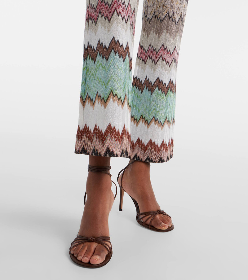 Zigzag lamé cropped straight pants 5