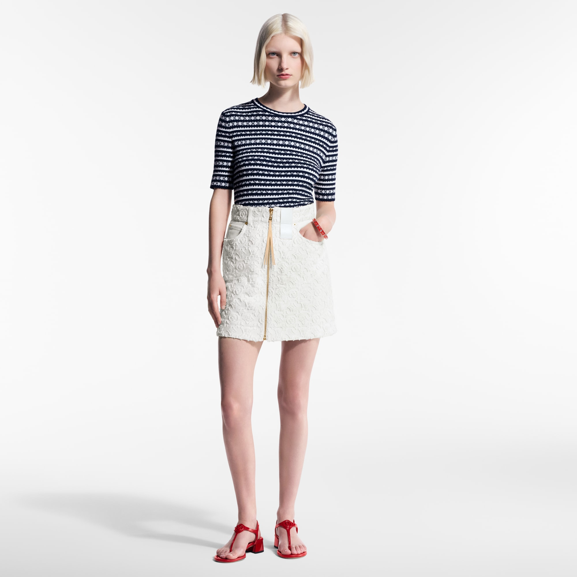 Scallop Stripe Knit Top - 4