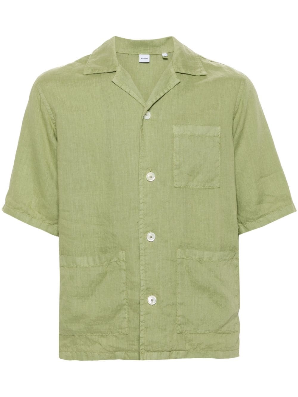 camp-collar linen shirt - 1