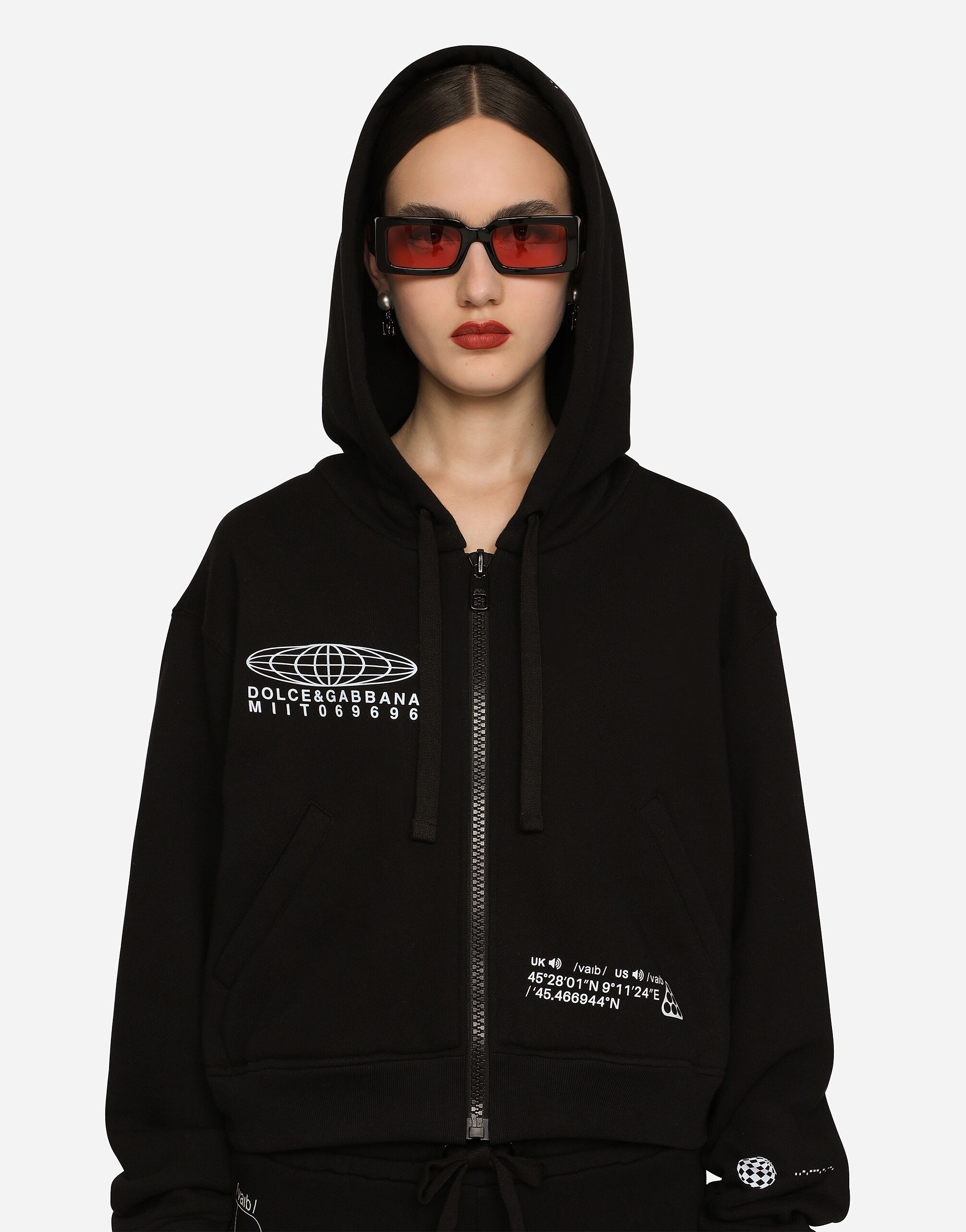 Long-sleeved cotton jersey hoodie DGVIB3 - 6