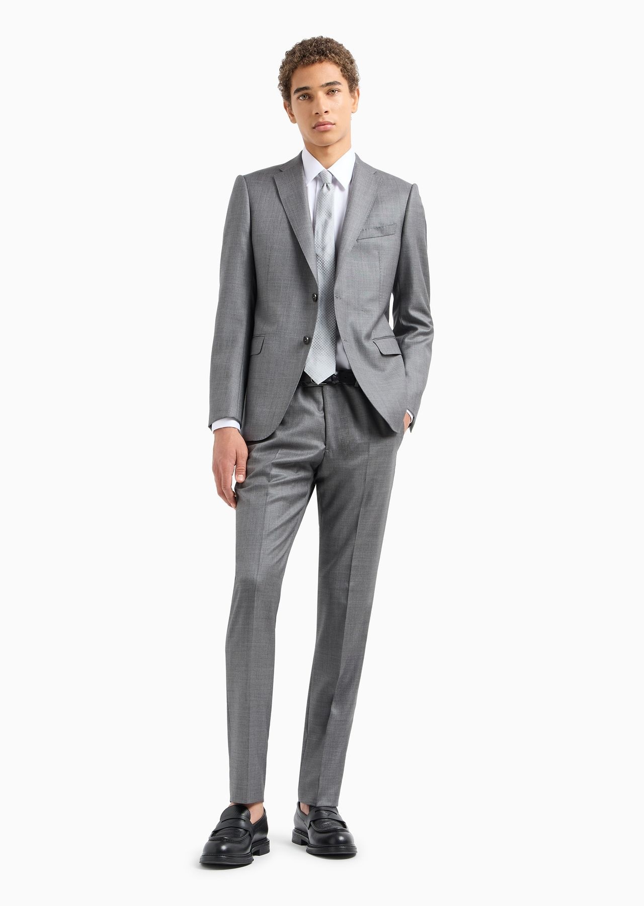 Single-breasted slim-fit suit in a silky-finish grisaille - 4