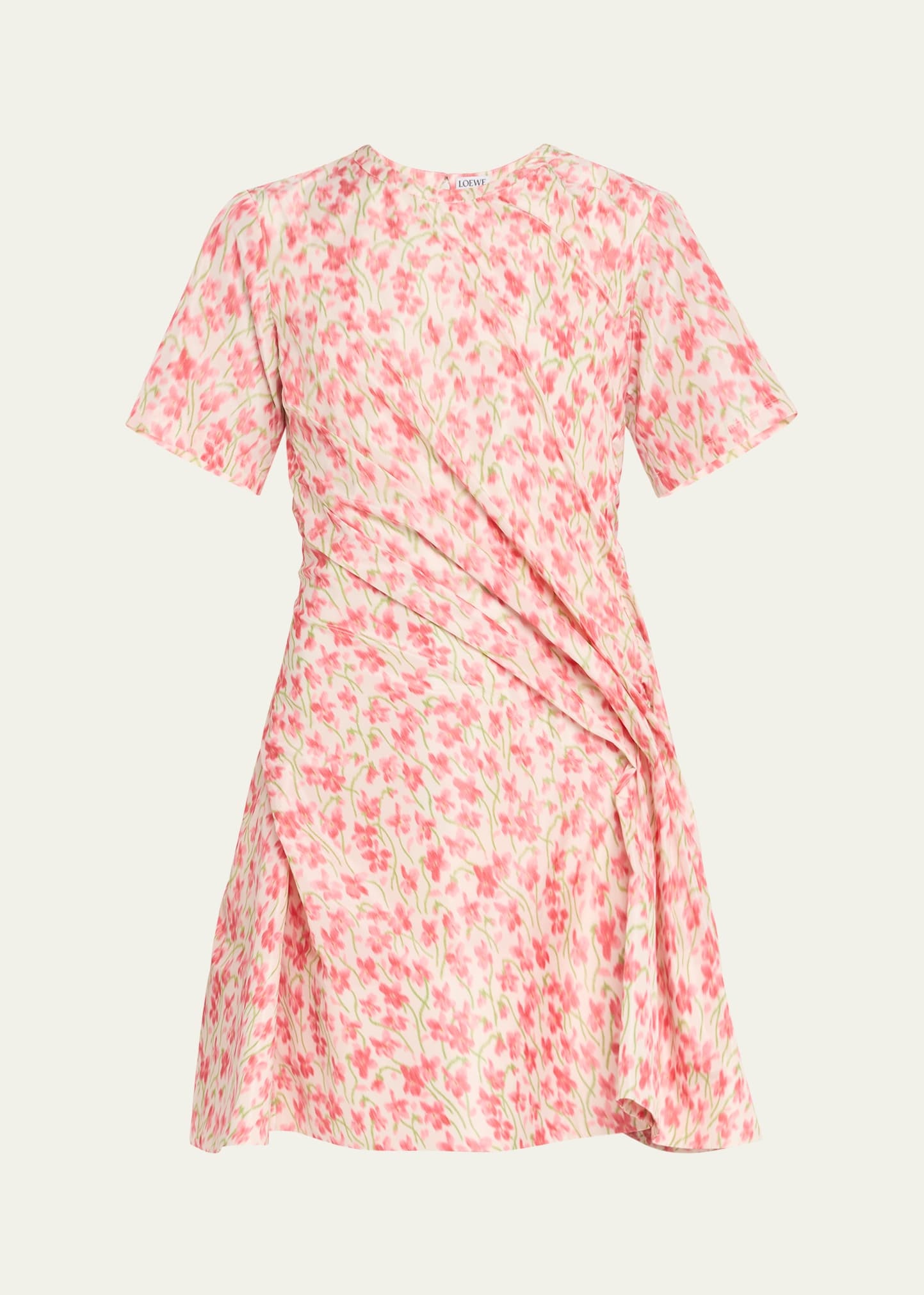 Floral-Print Short-Sleeve Twisted Mini Dress - 1