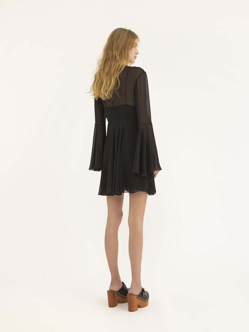 FLARED MINI DRESS IN SILK GEORGETTE 5