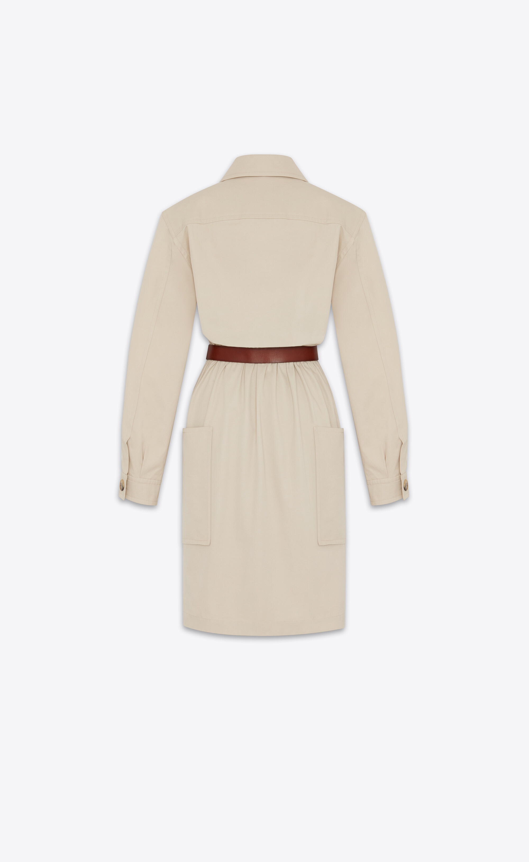 ワンピース Saint Laurent Twill Saharienne Dress SAINT LAURENT saharienne dress in cotton twill | ysl