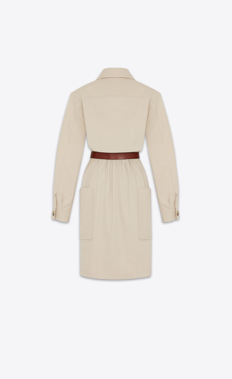 SAINT LAURENT saharienne dress in cotton twill outlook