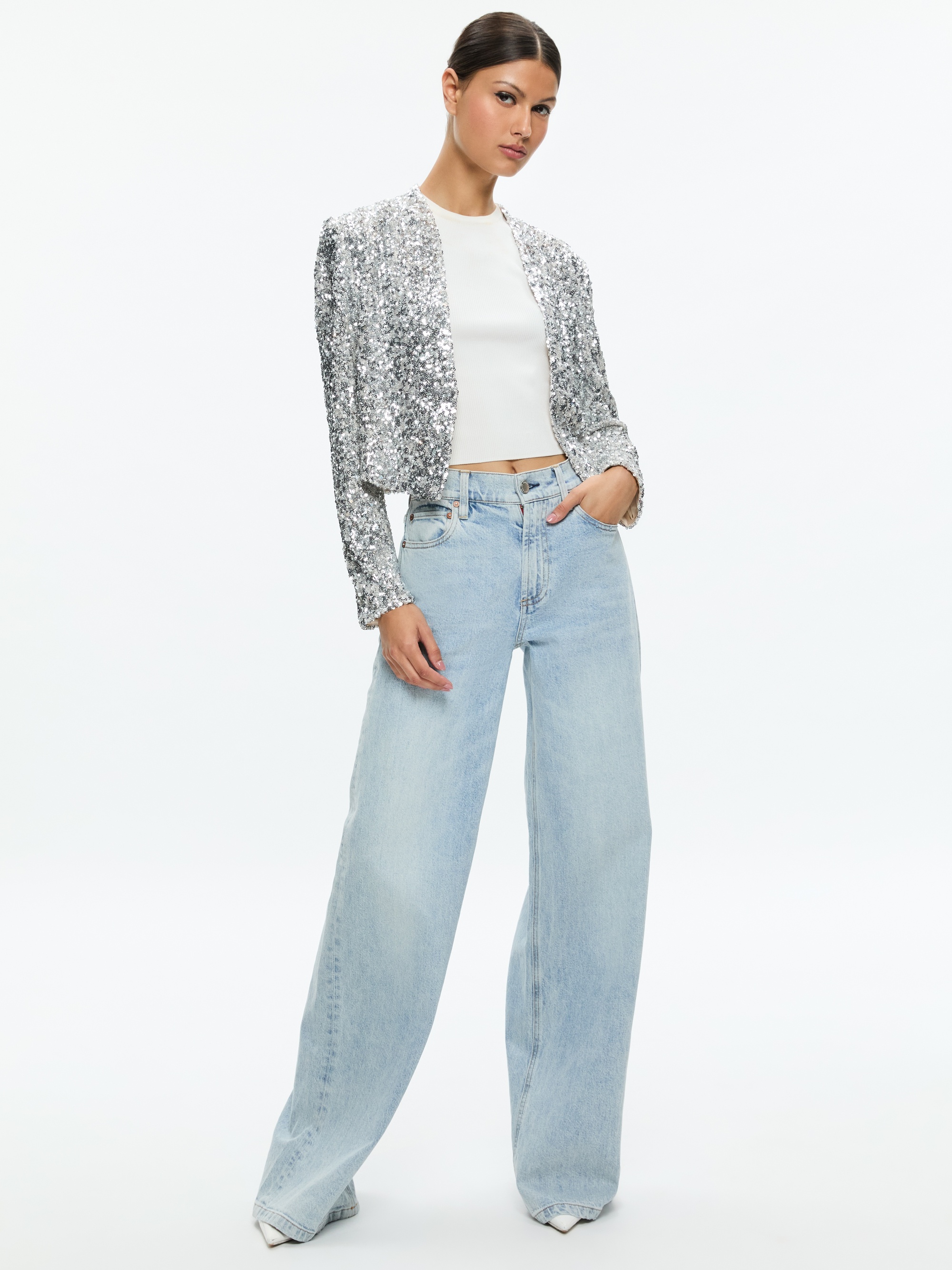 NEW HARVEY SEQUIN OPEN FRONT JACKET - 3