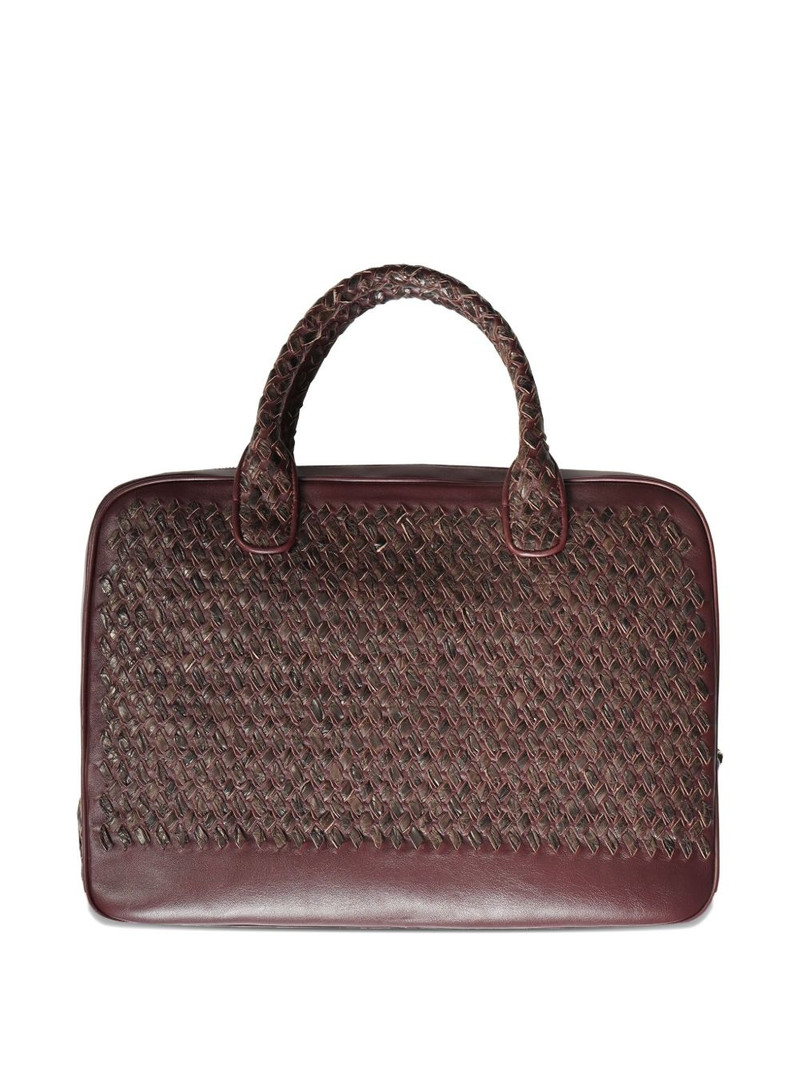 LARDINI woven-leather laptop bag outlook