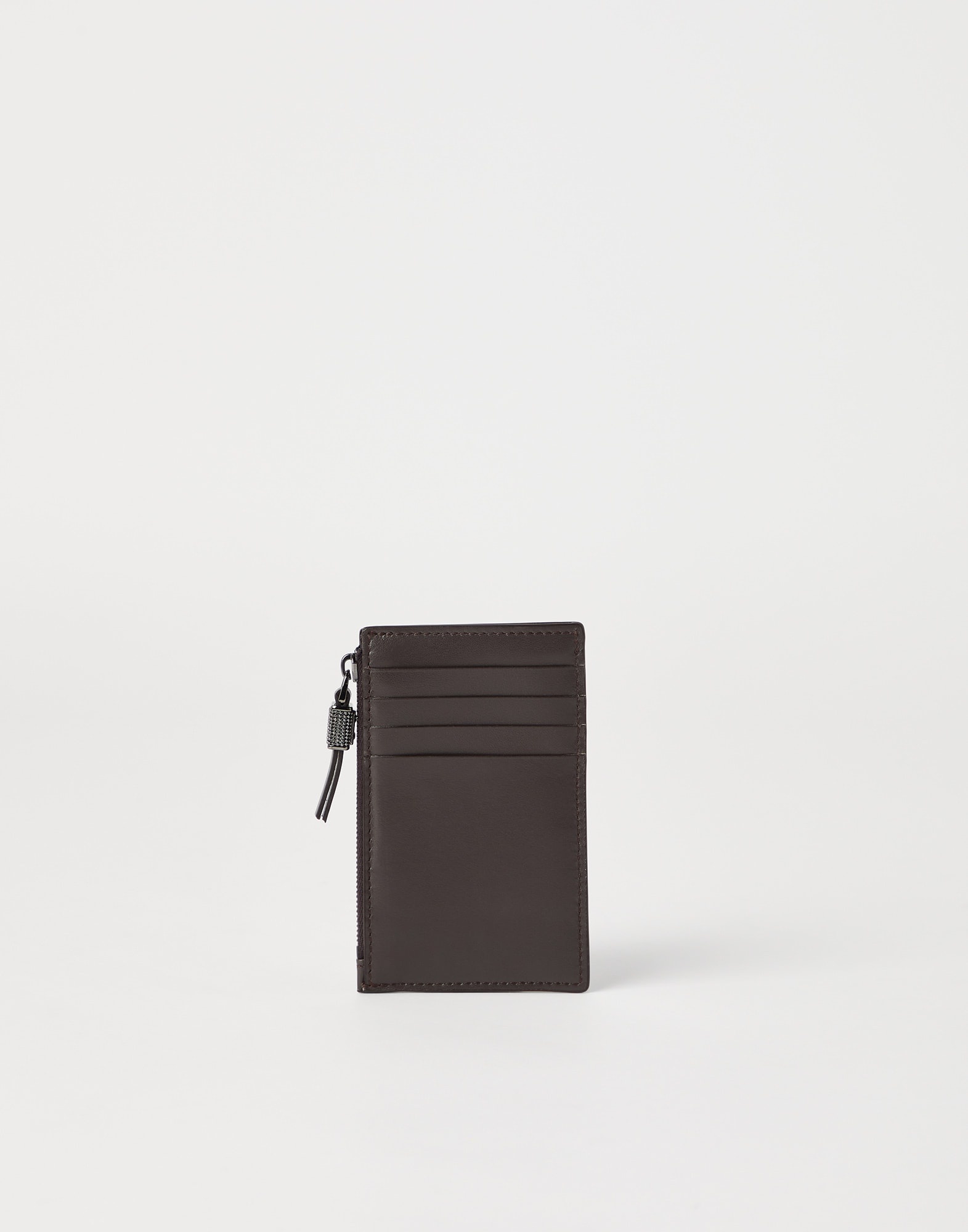 Grained calfskin card case with shiny zipper pull - 2