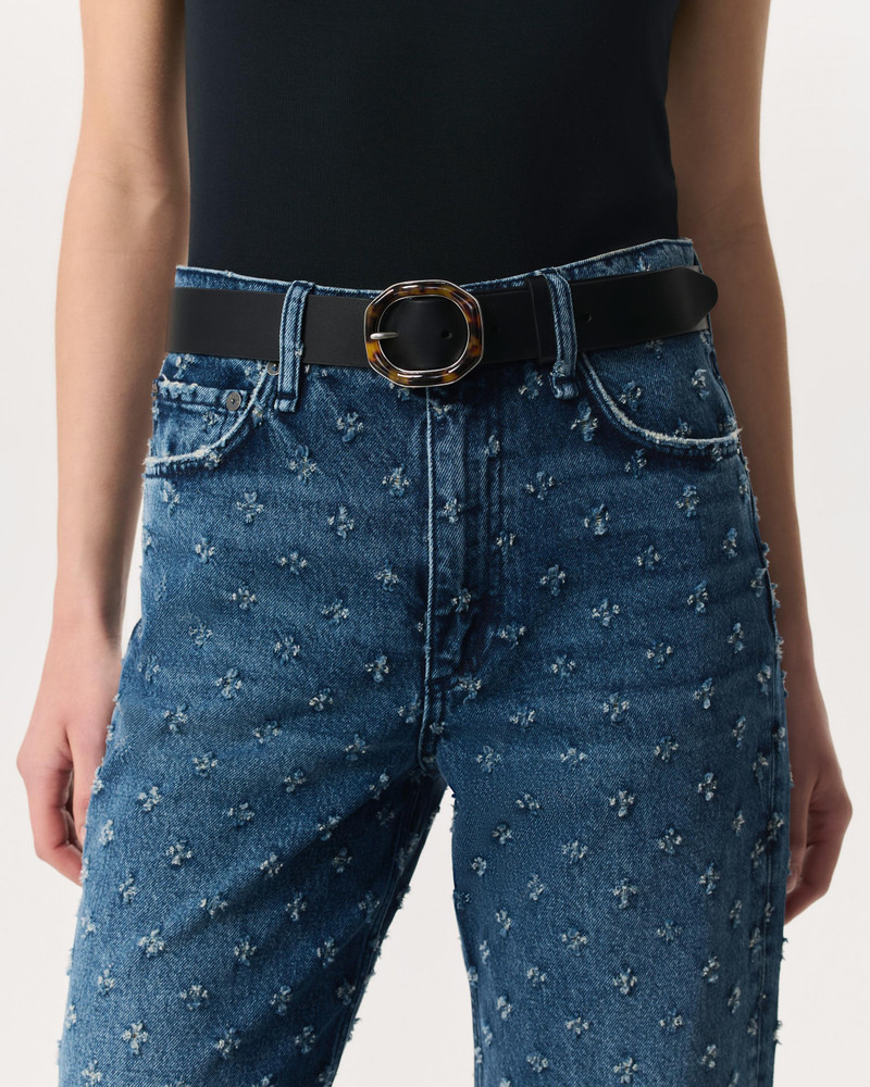 rag & bone Audrey Tortoiseshell-Buckle Leather Belt outlook
