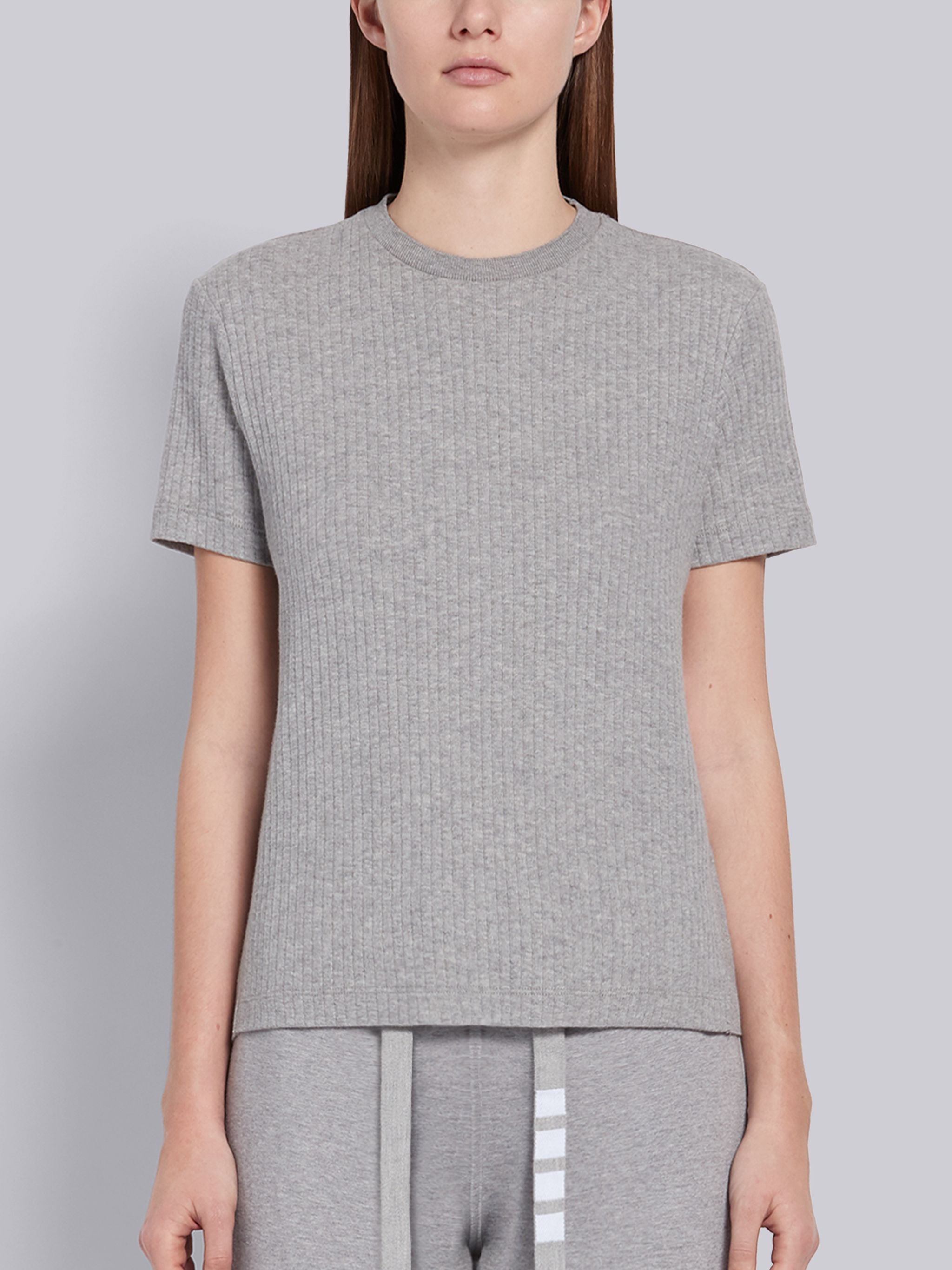 Light Grey High Twisted Rib Side Insert 4-Bar T-shirt - 1