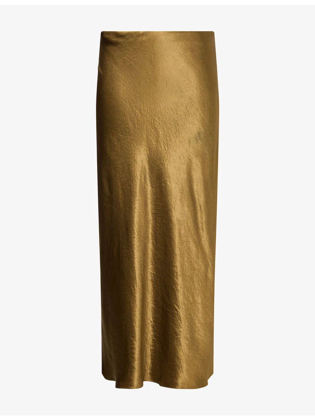 Side-Slit Satin Midi Skirt - 1