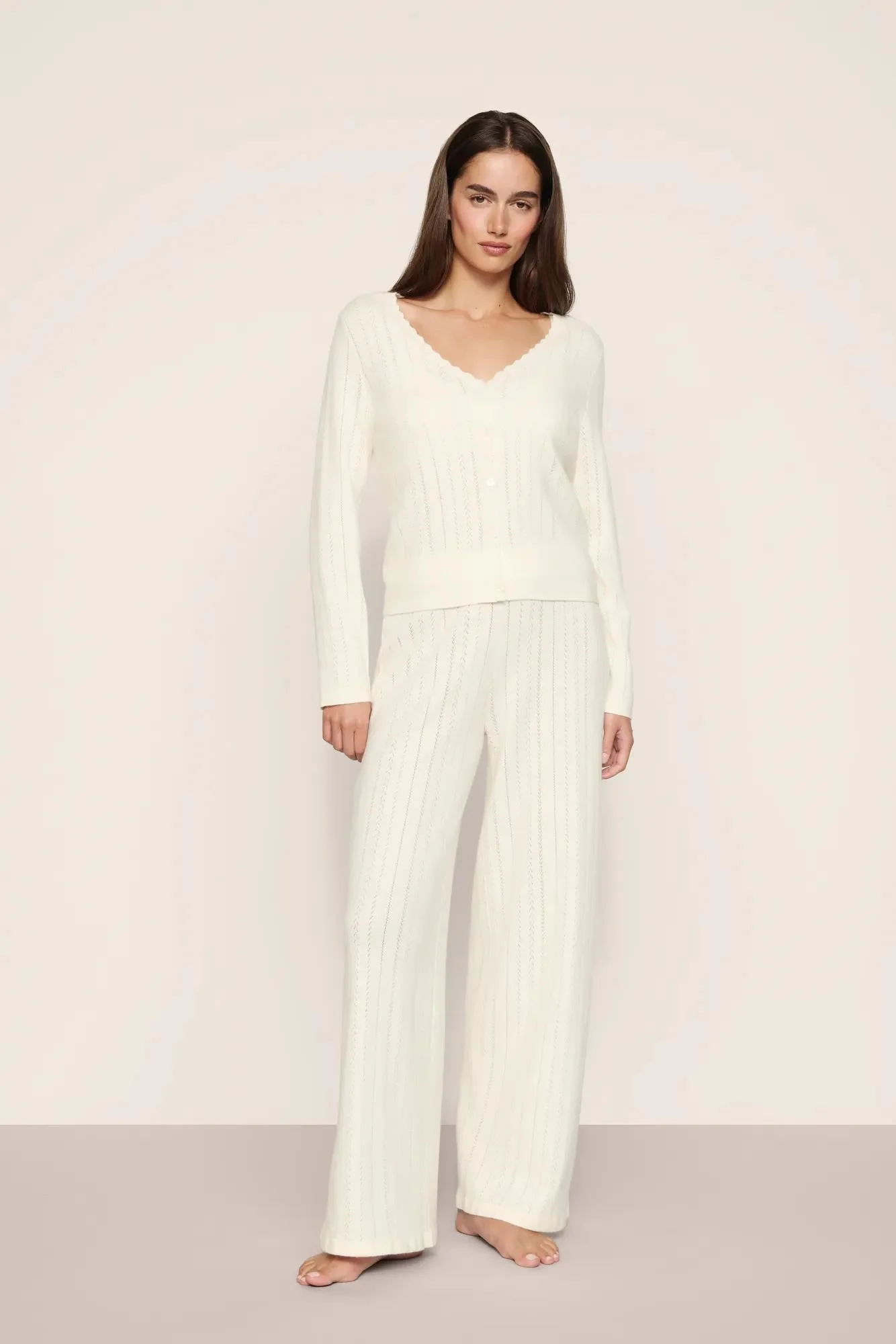 Pointelle Sweater Cardigan - 1
