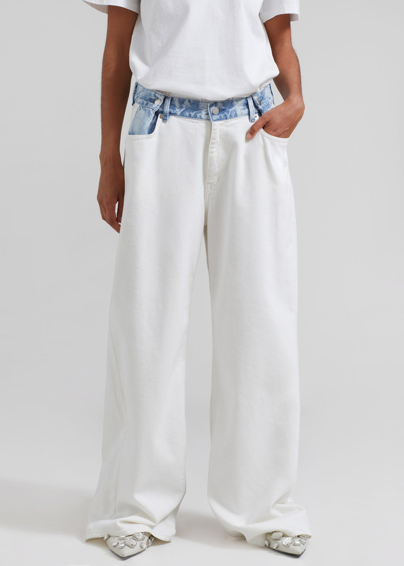Hayla Contrast Denim Pants - Off White/Blue 6