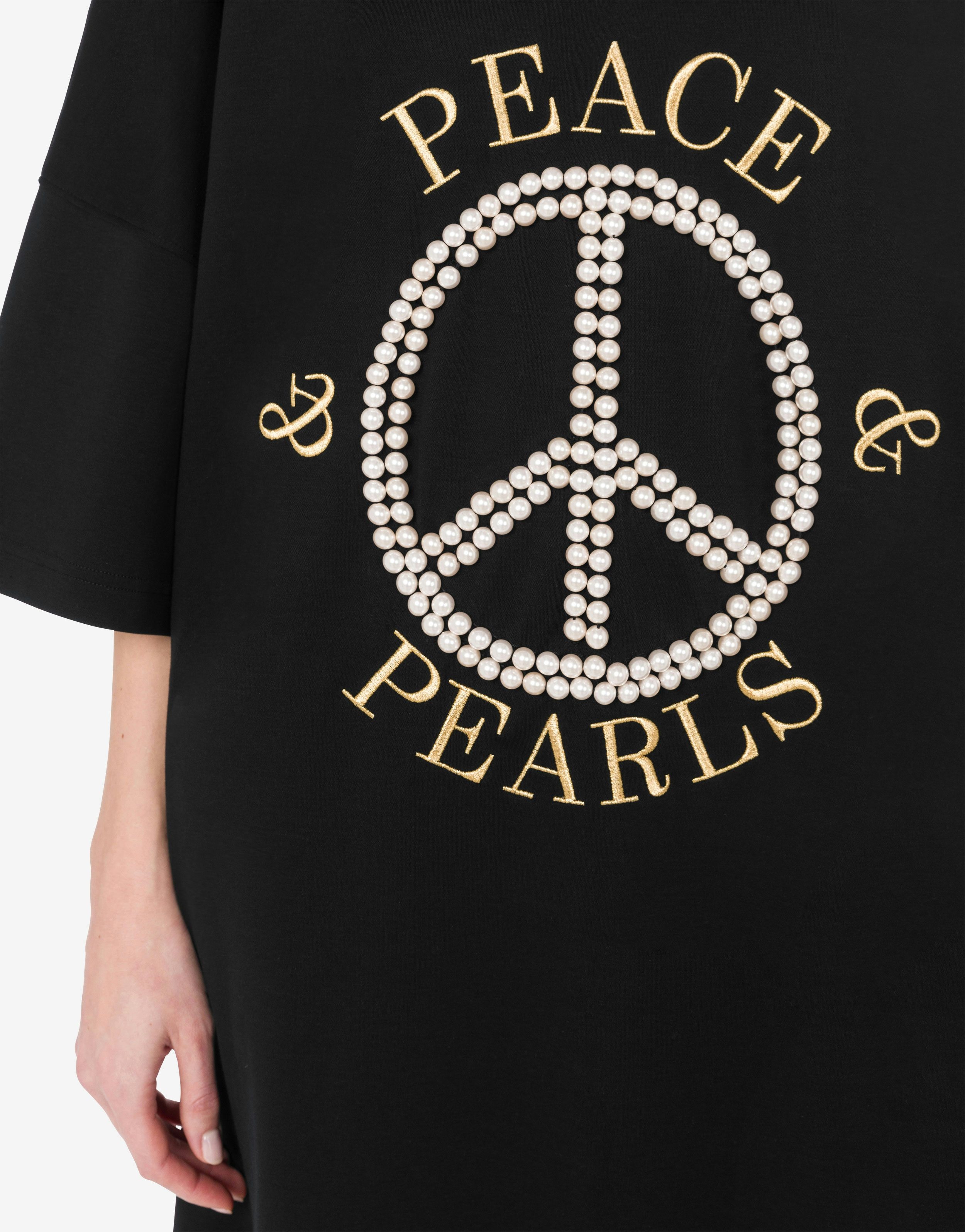 ワンピース Moschino PEACE & PEARLS COTTON INTERLOCK DRESS Moschino DRESS IN INTERLOCK COTTON PEACE & PEARLS | REVERSIBLE