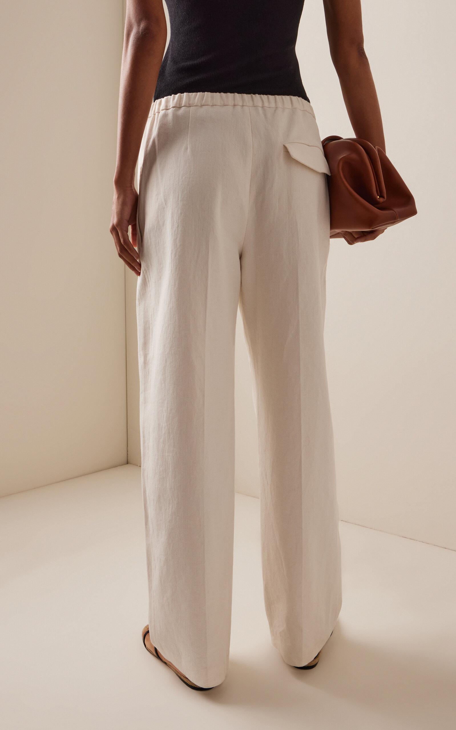 Cotton-Linen Pants ivory - 4