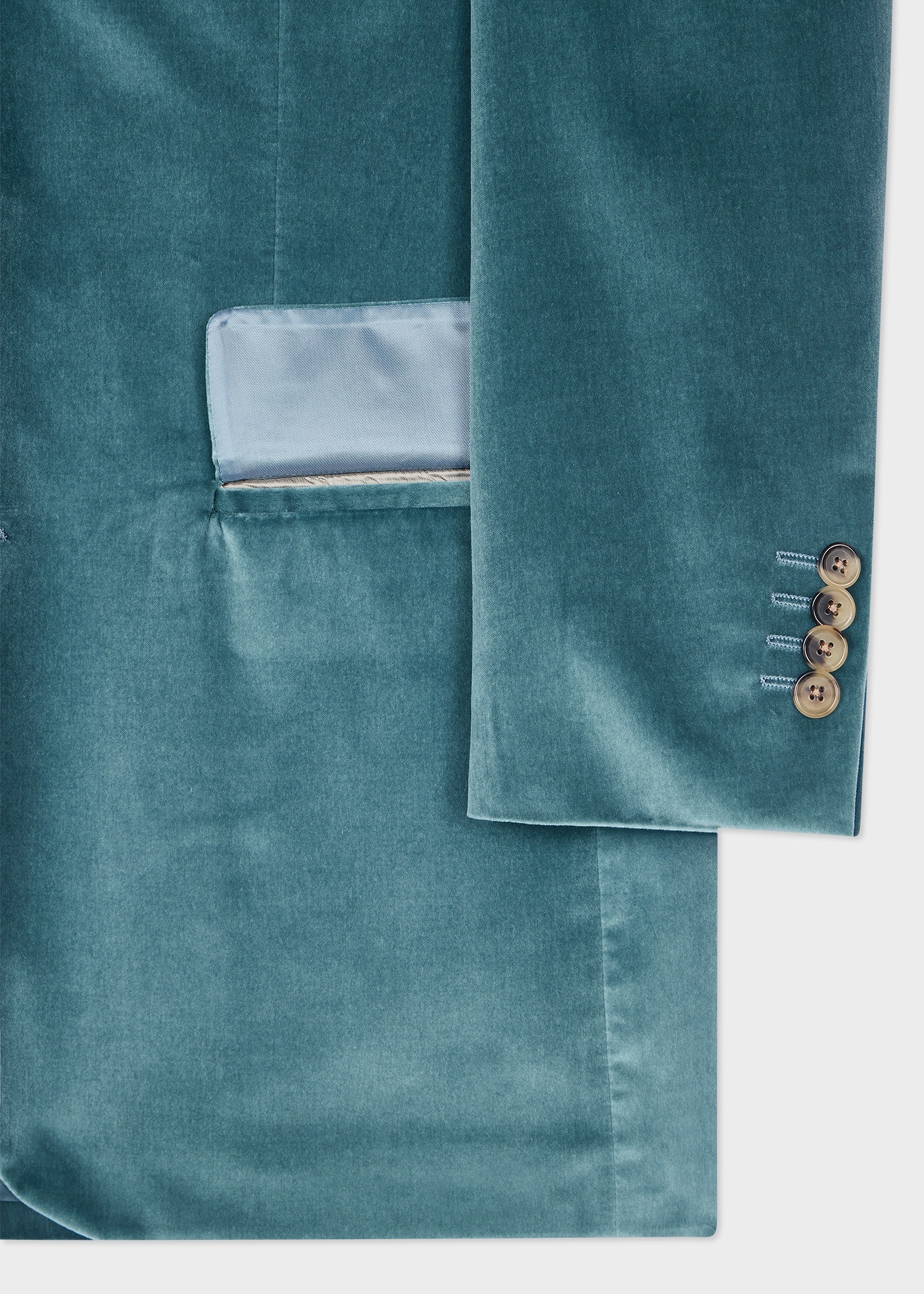 Teal Blue Velvet Suit - 4