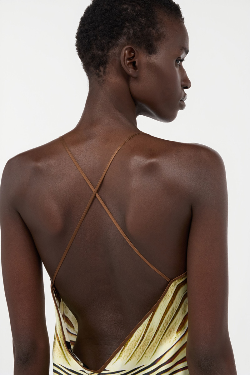 Long Silk Dress with Ray Of Gold Print 7