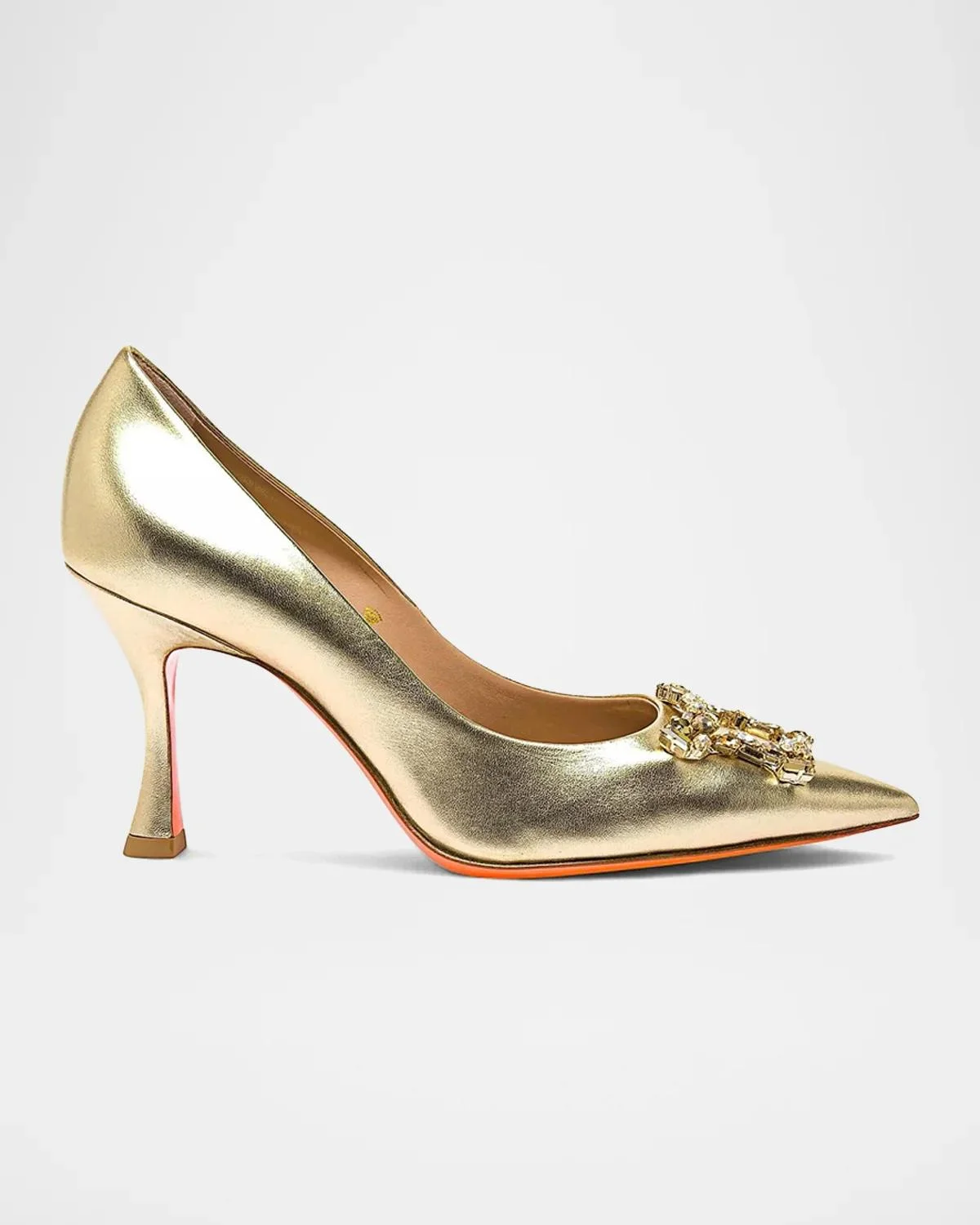 Embellished 85MM Metallic Leather Pumps - 1