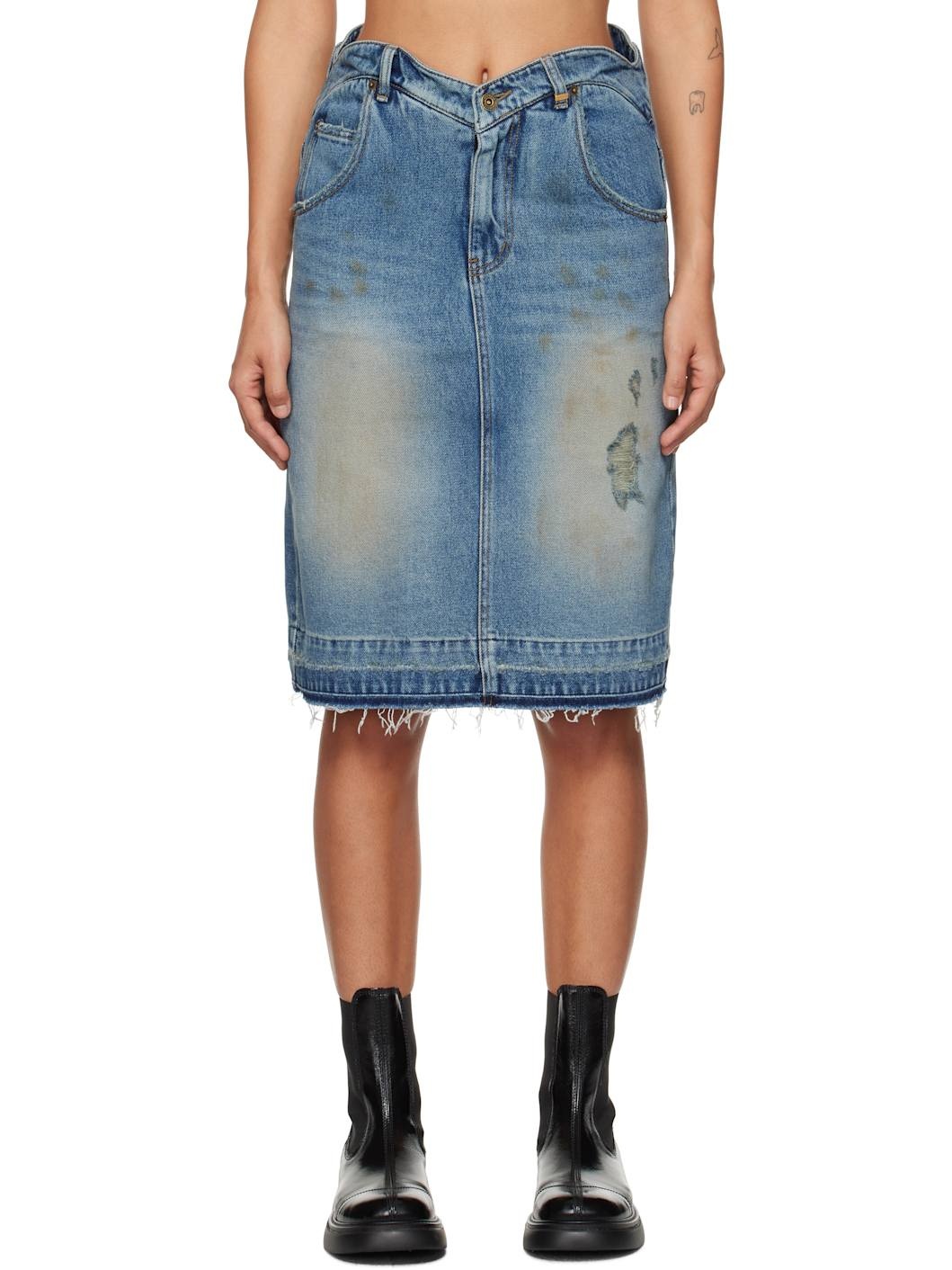 Blue Heart Denim Midi Skirt - 1