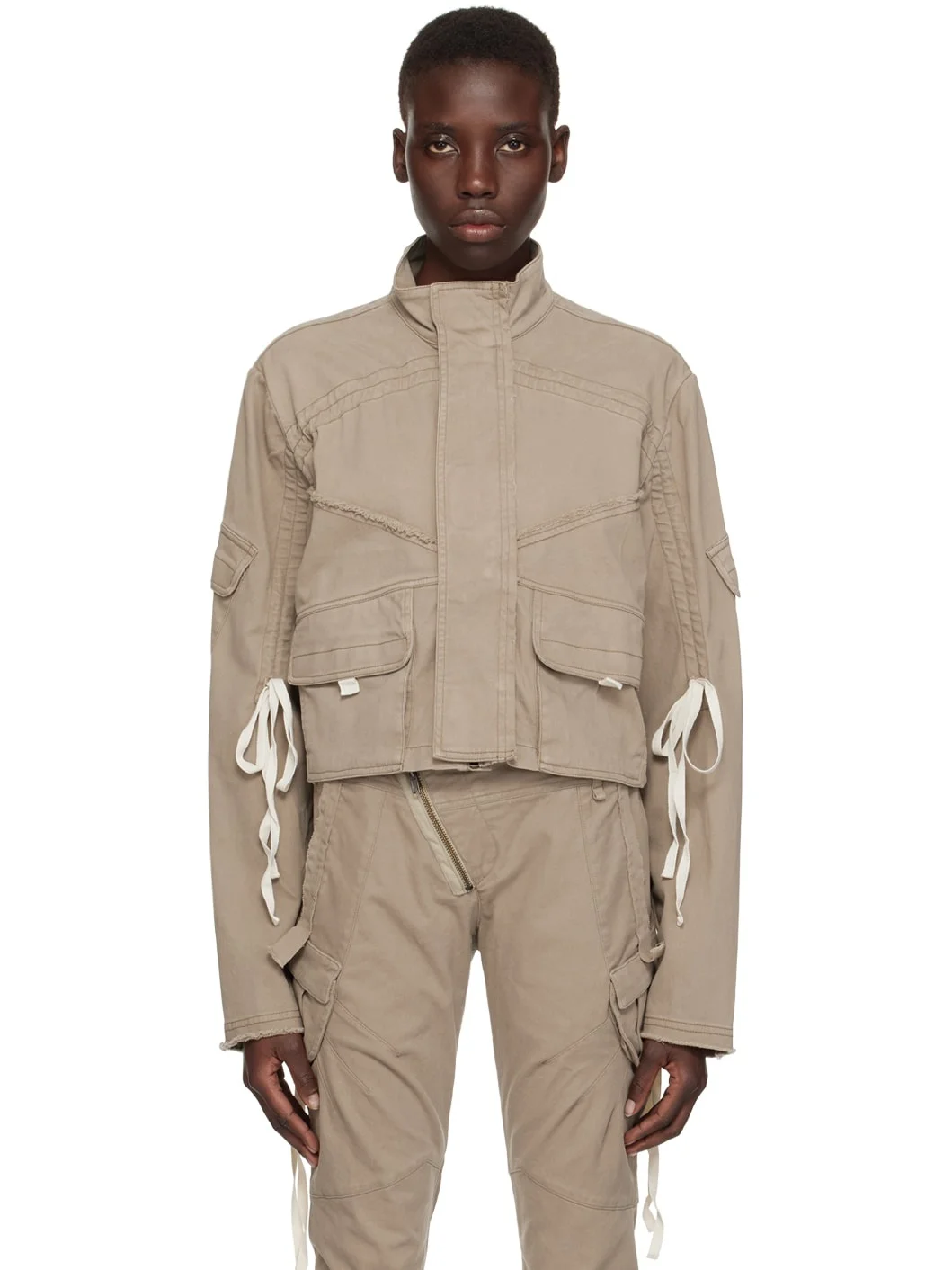 Taupe Drawstring Jacket - 1