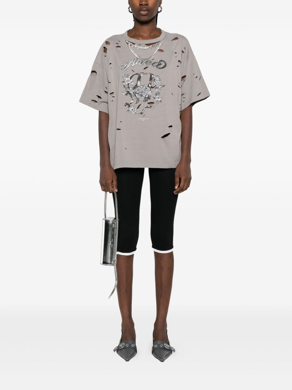 embellished distressed T-shirt - 2