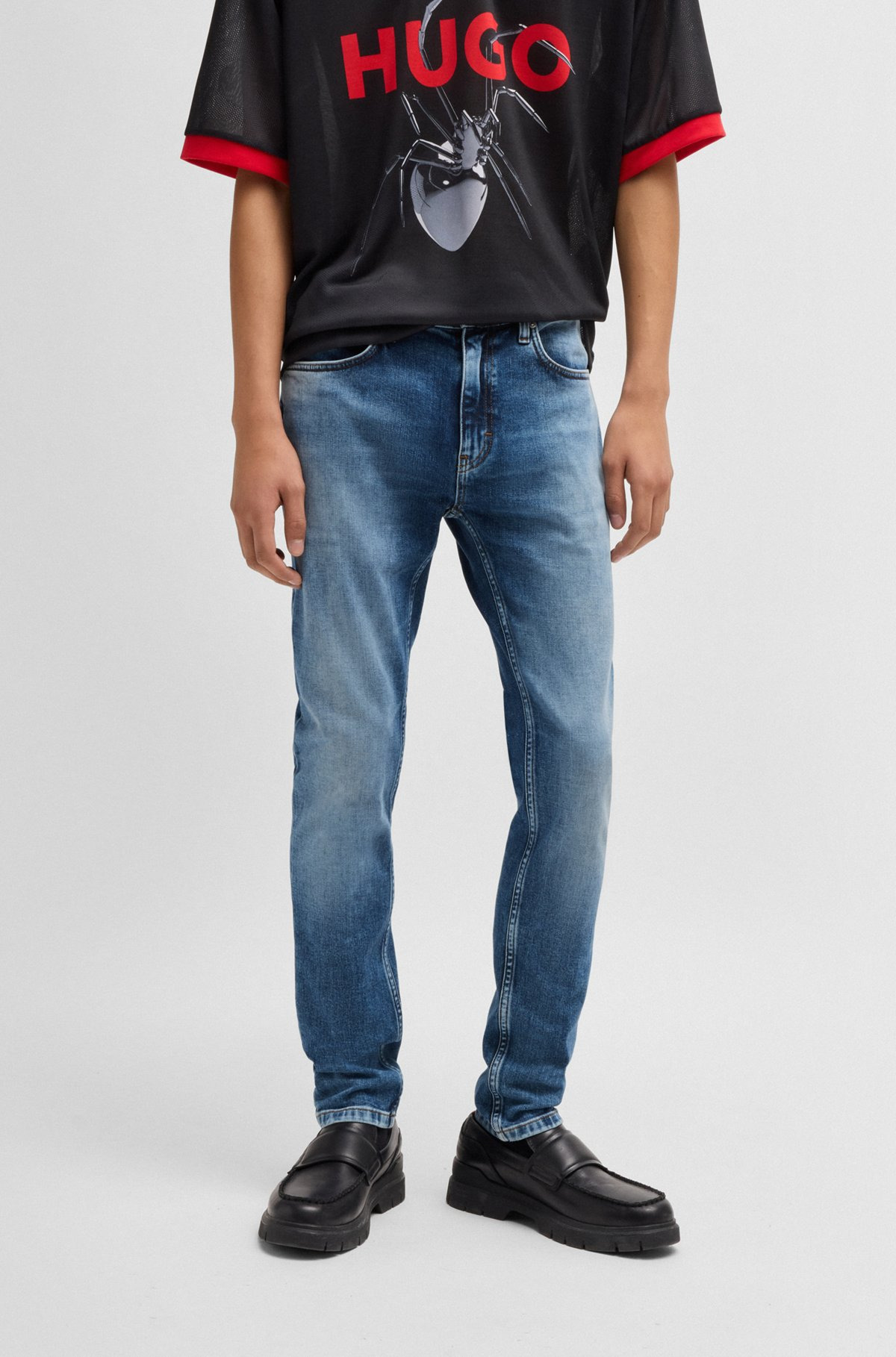 EXTRA-SLIM-FIT JEANS IN BLUE STRETCH DENIM - 2