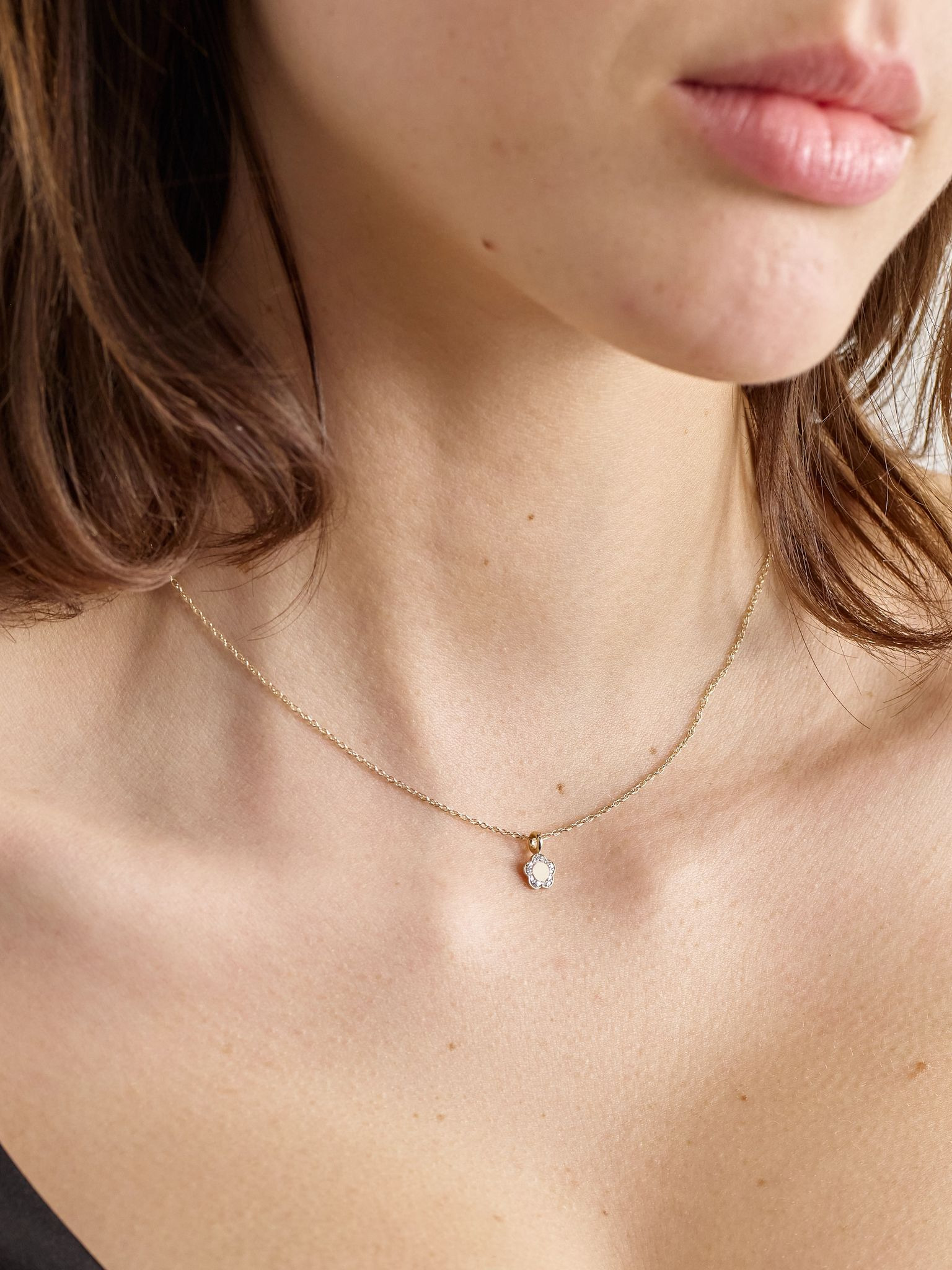 Flora mini 14-karat gold diamond necklace Gold - 2
