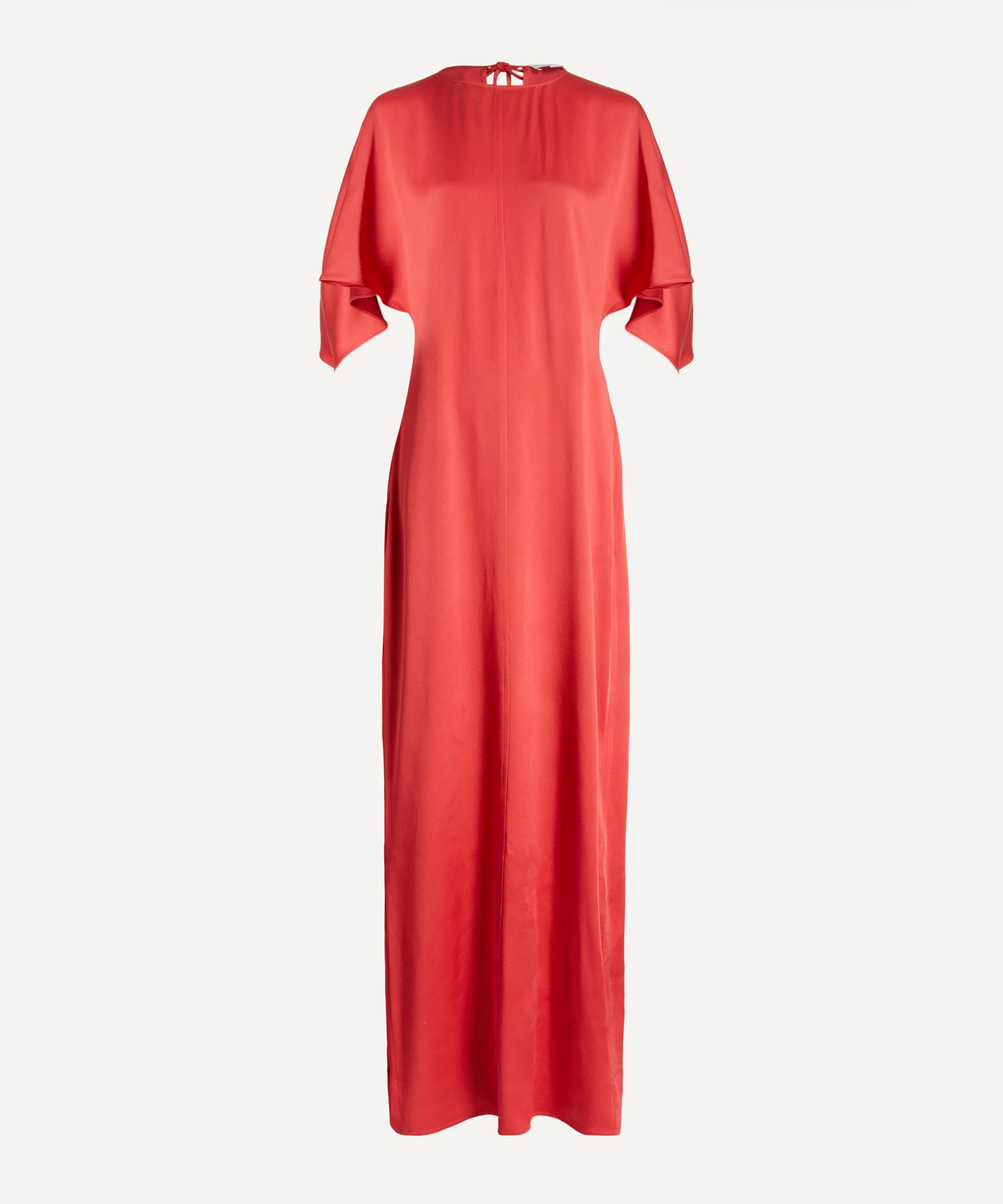 Red Handkerchief Sleeve Satin Dress - 1