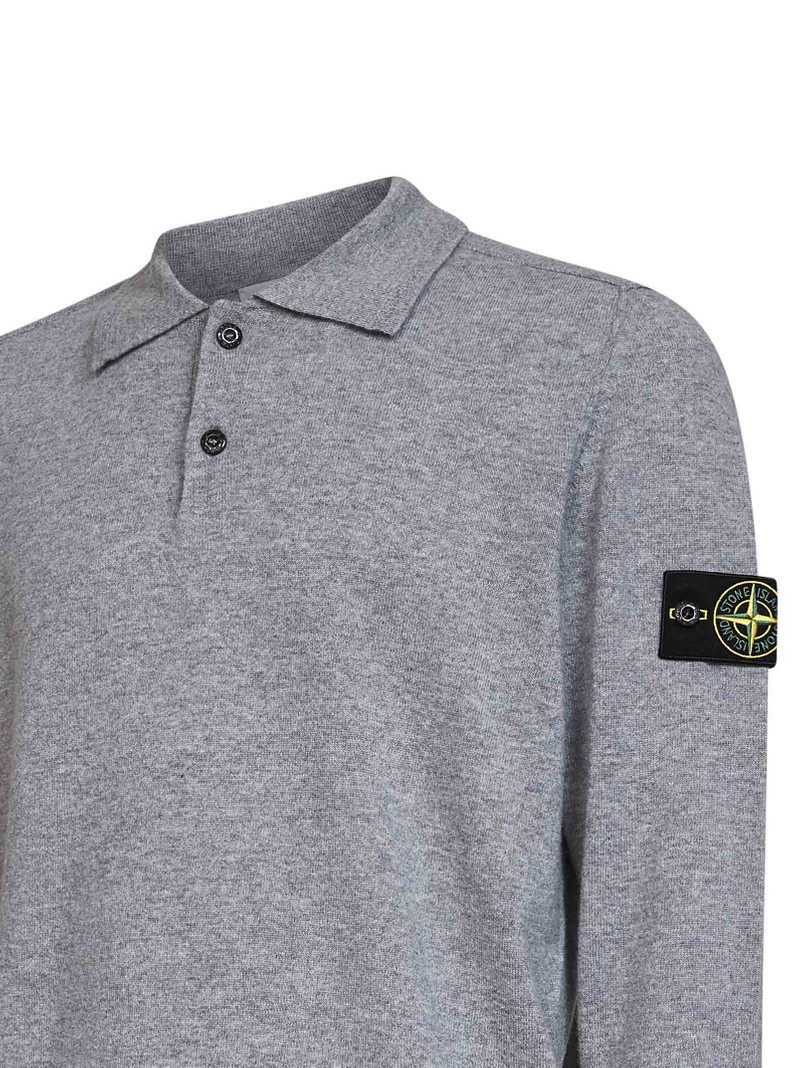 Melange grey lightweight RWS Geelong wool polo shirt 3